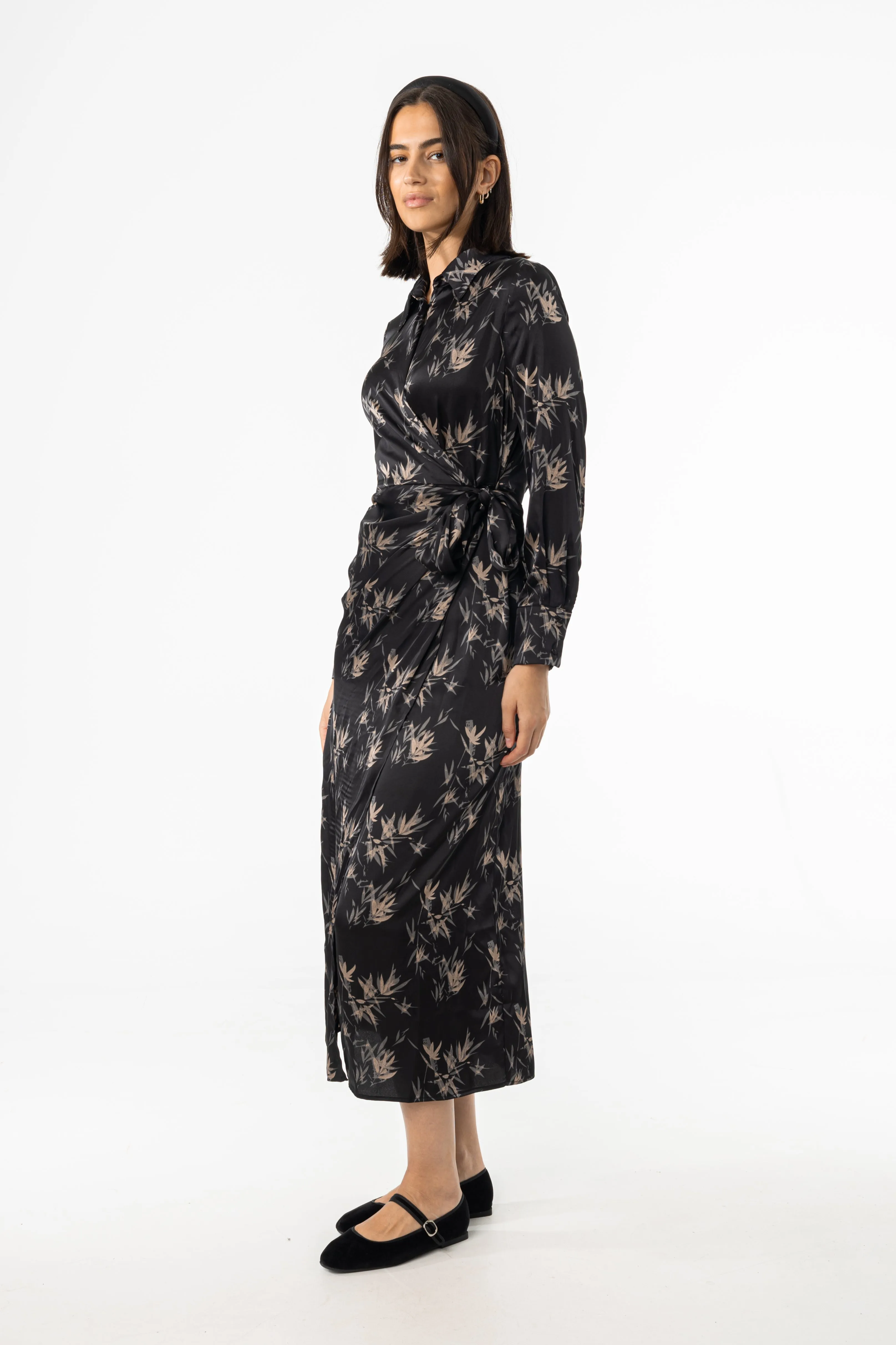 Black & Beige Side Tie Maxi Dress understated look Joyful Look