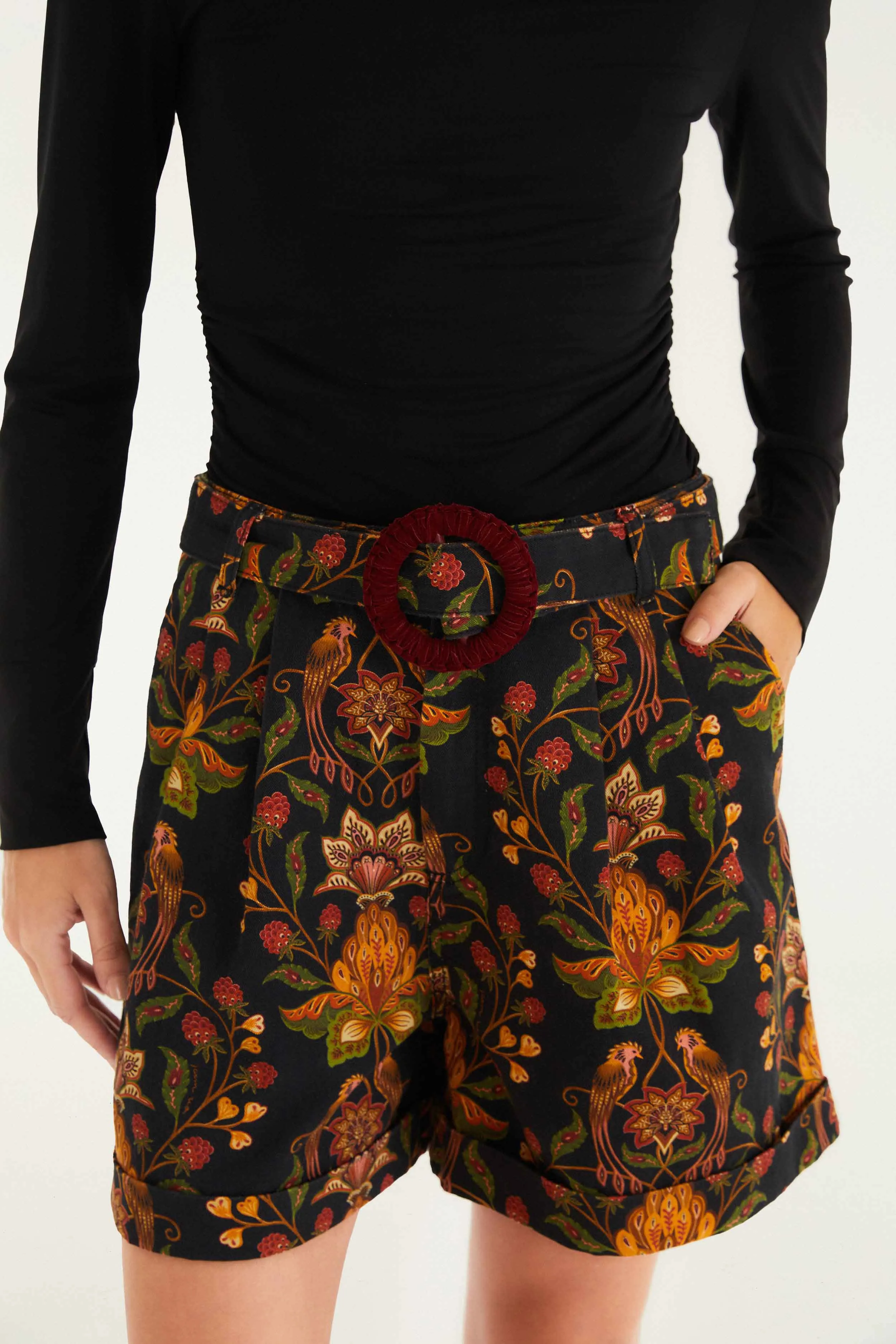 Rubberized Grip Waistband hoodie Black Berry Garden Shorts