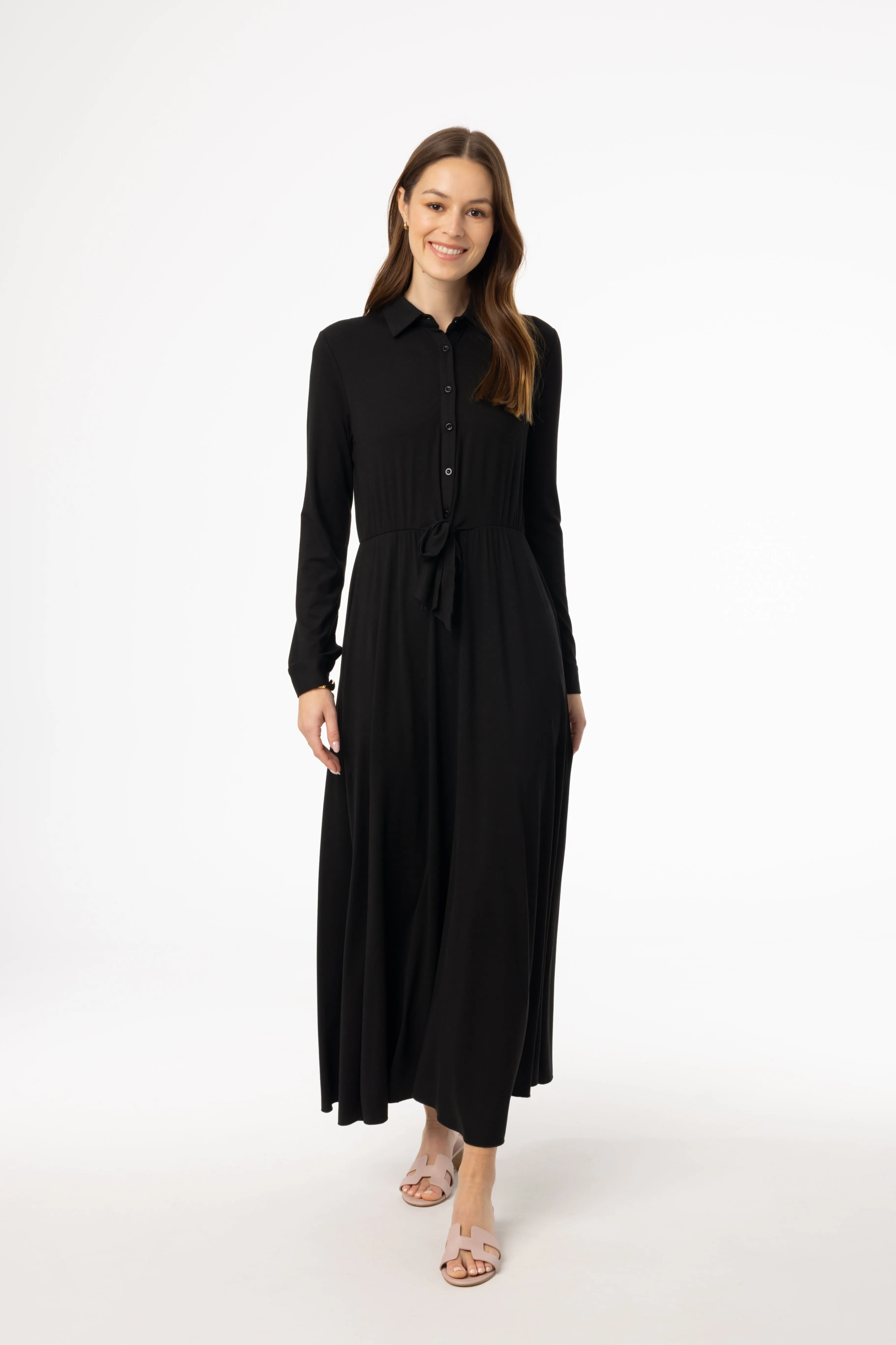 Dance-Party Black Button Maxi Dress