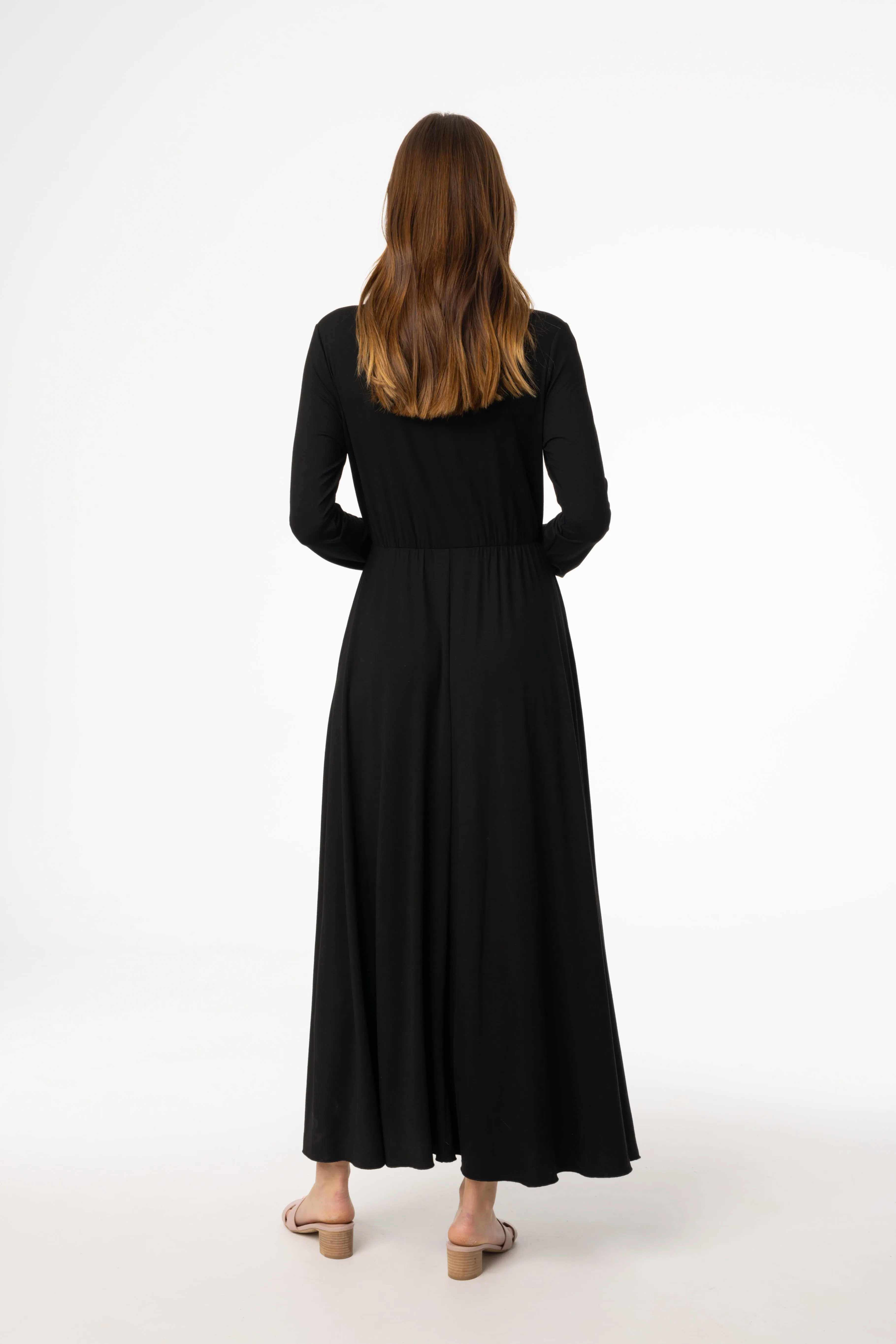 Effortless Pair Black Button Maxi Dress