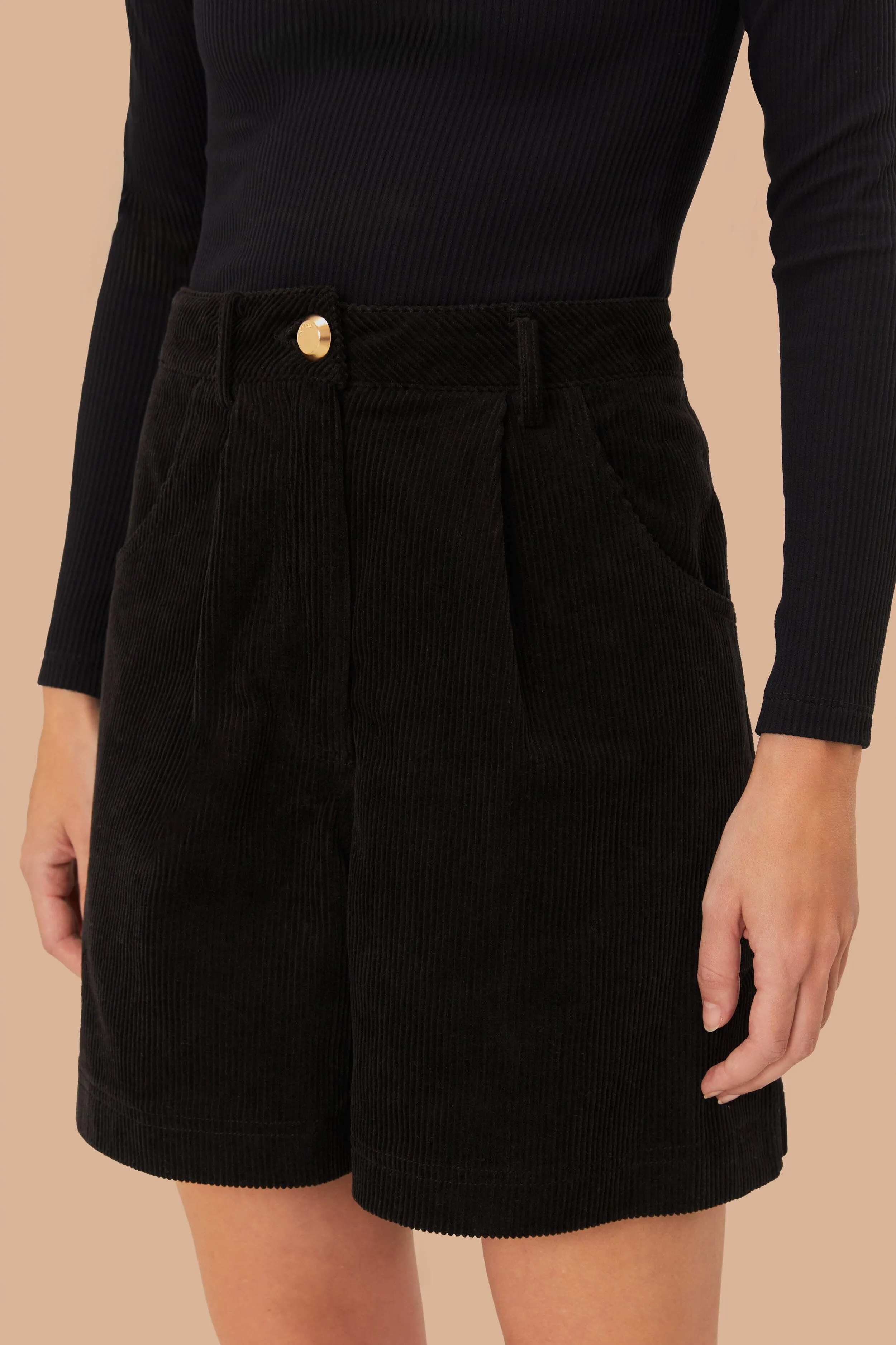 Black Corduroy Shorts Light Comfort