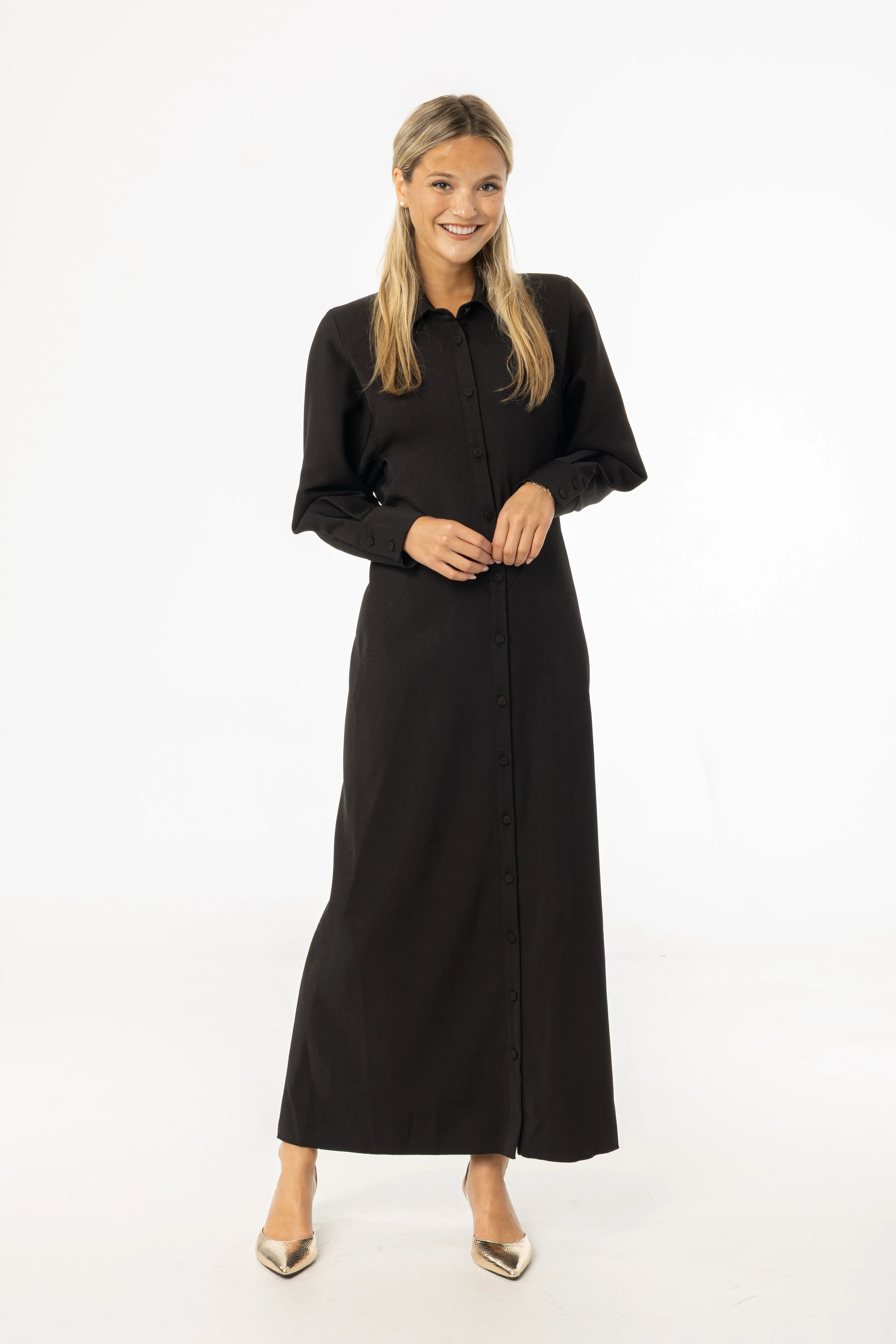 Satin Layers Basic Mood Black Empire Maxi Dress