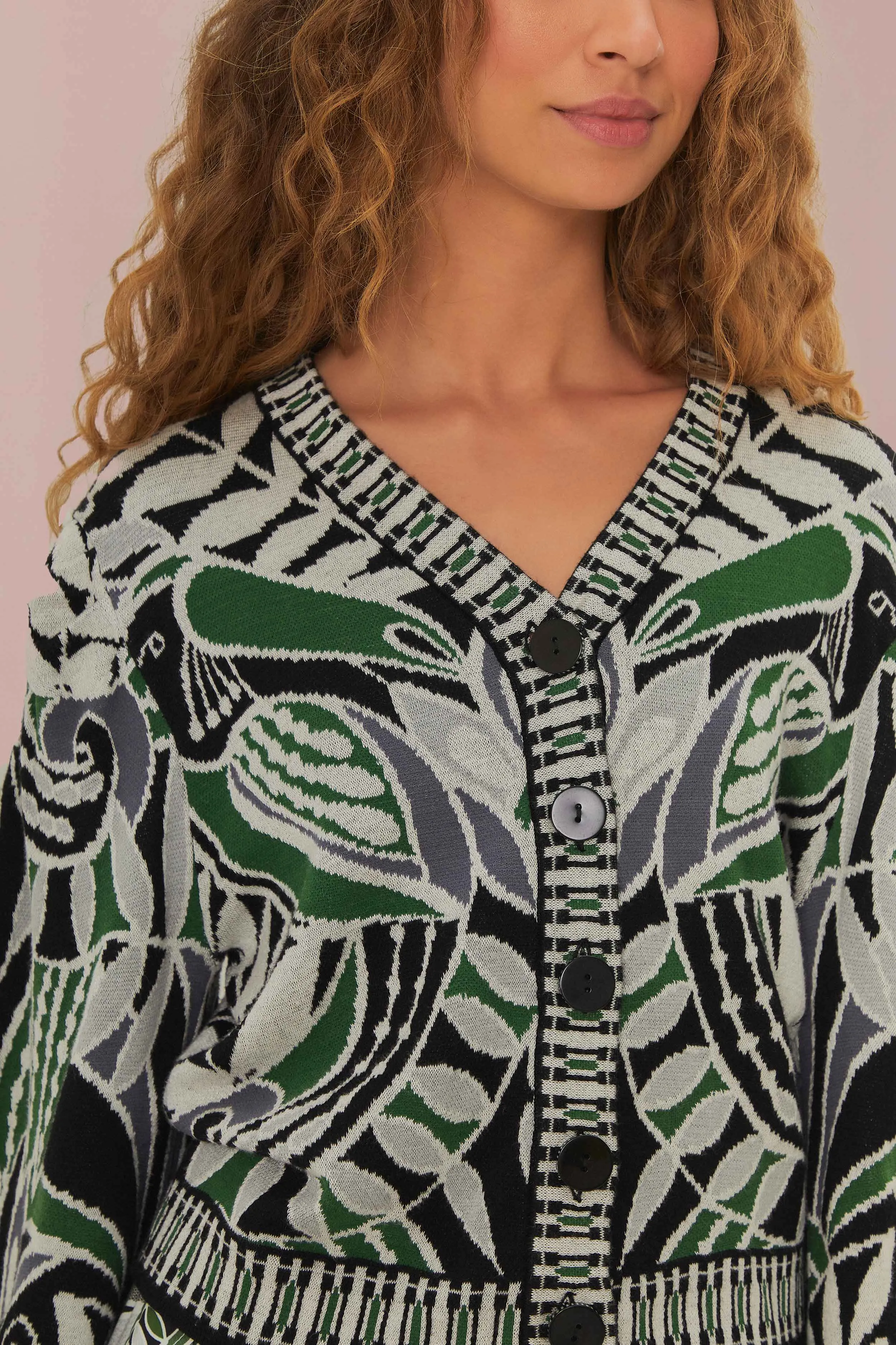 Lightweight Stretch Fabric Non Irritating Edging Black Lace Nature Knit Cardigan