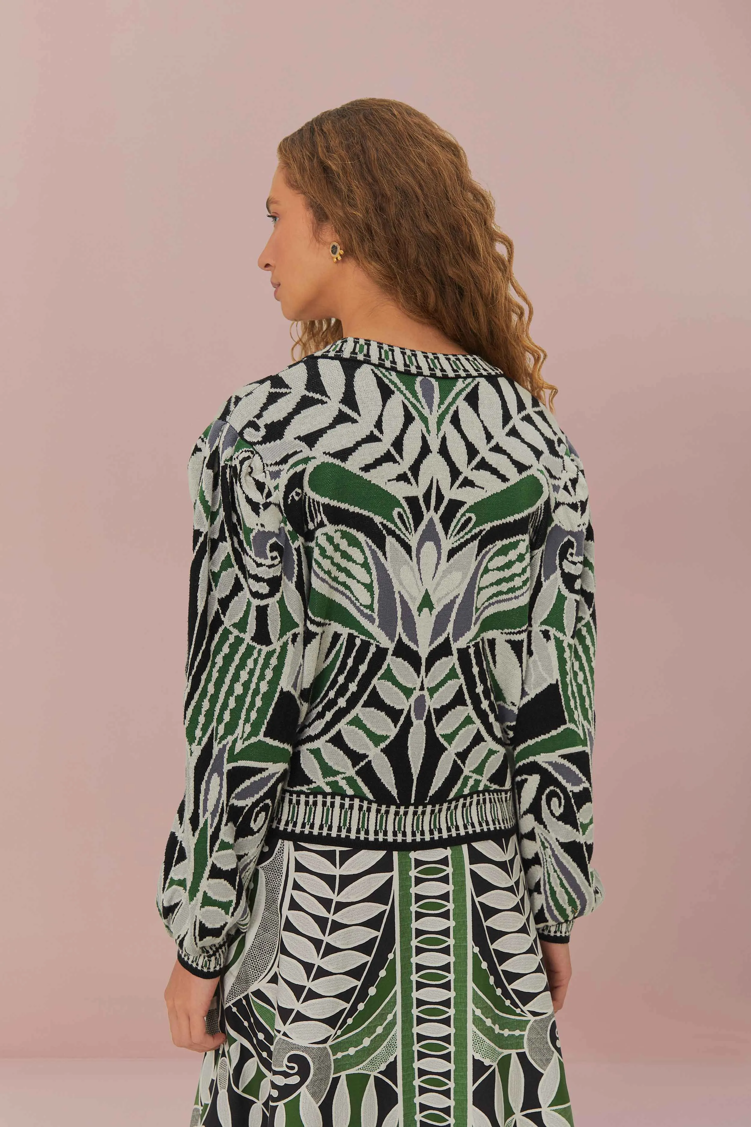 LowCarbon Footprint Textile Smart Casual Black Lace Nature Knit Cardigan