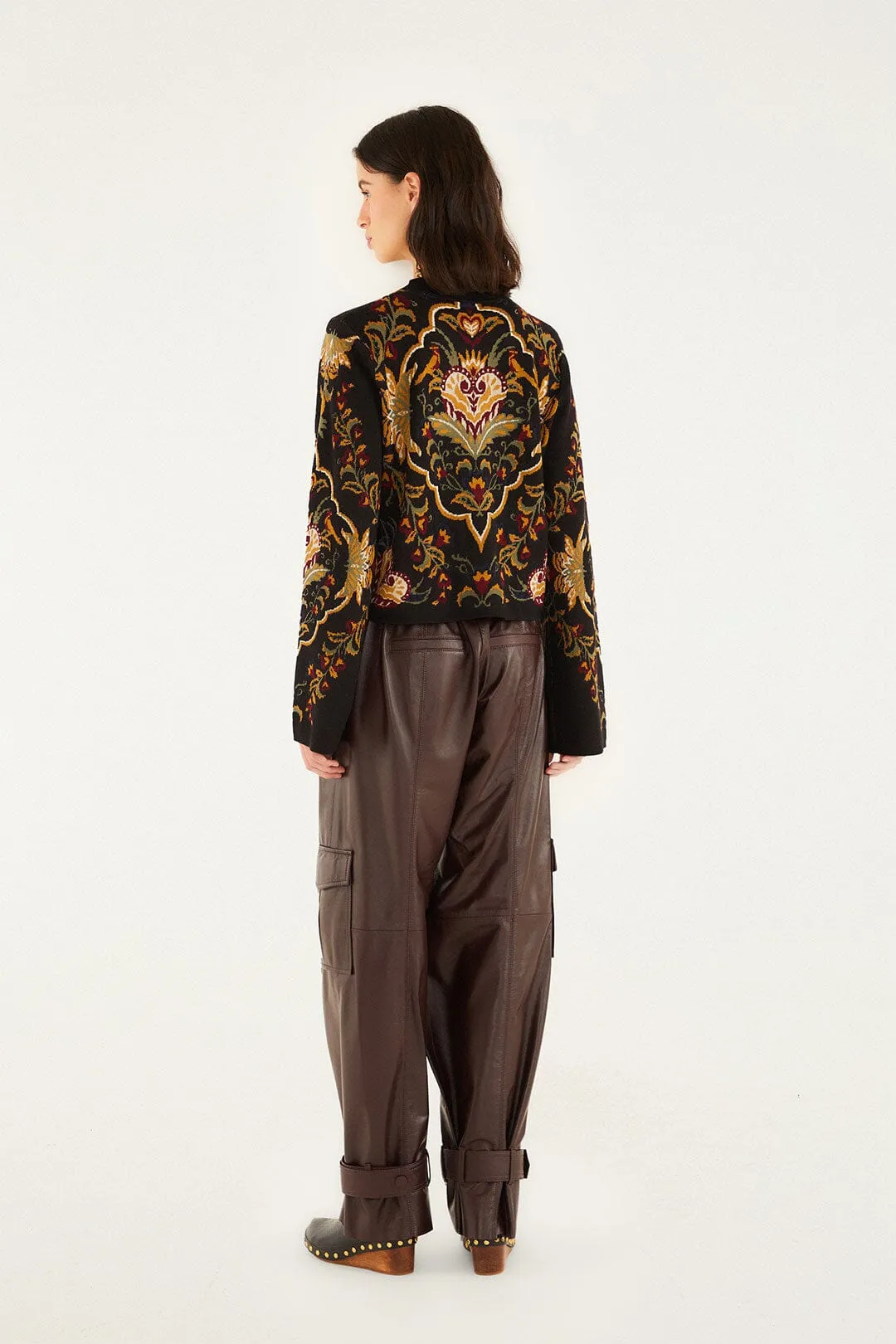 Casual Comfort Winter Outfit Black Majestic Hearts Knit Cardigan