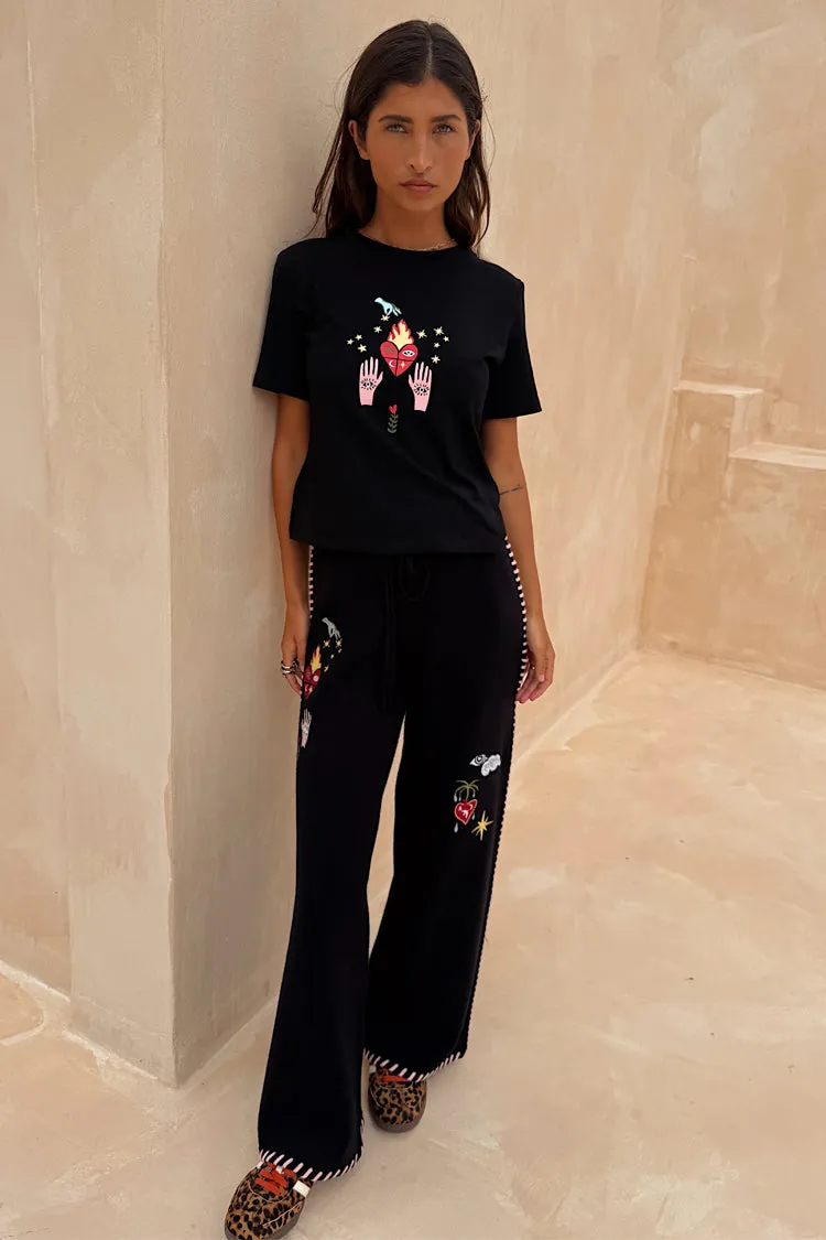 Simple Piece Black Night Garden Knit Jogger