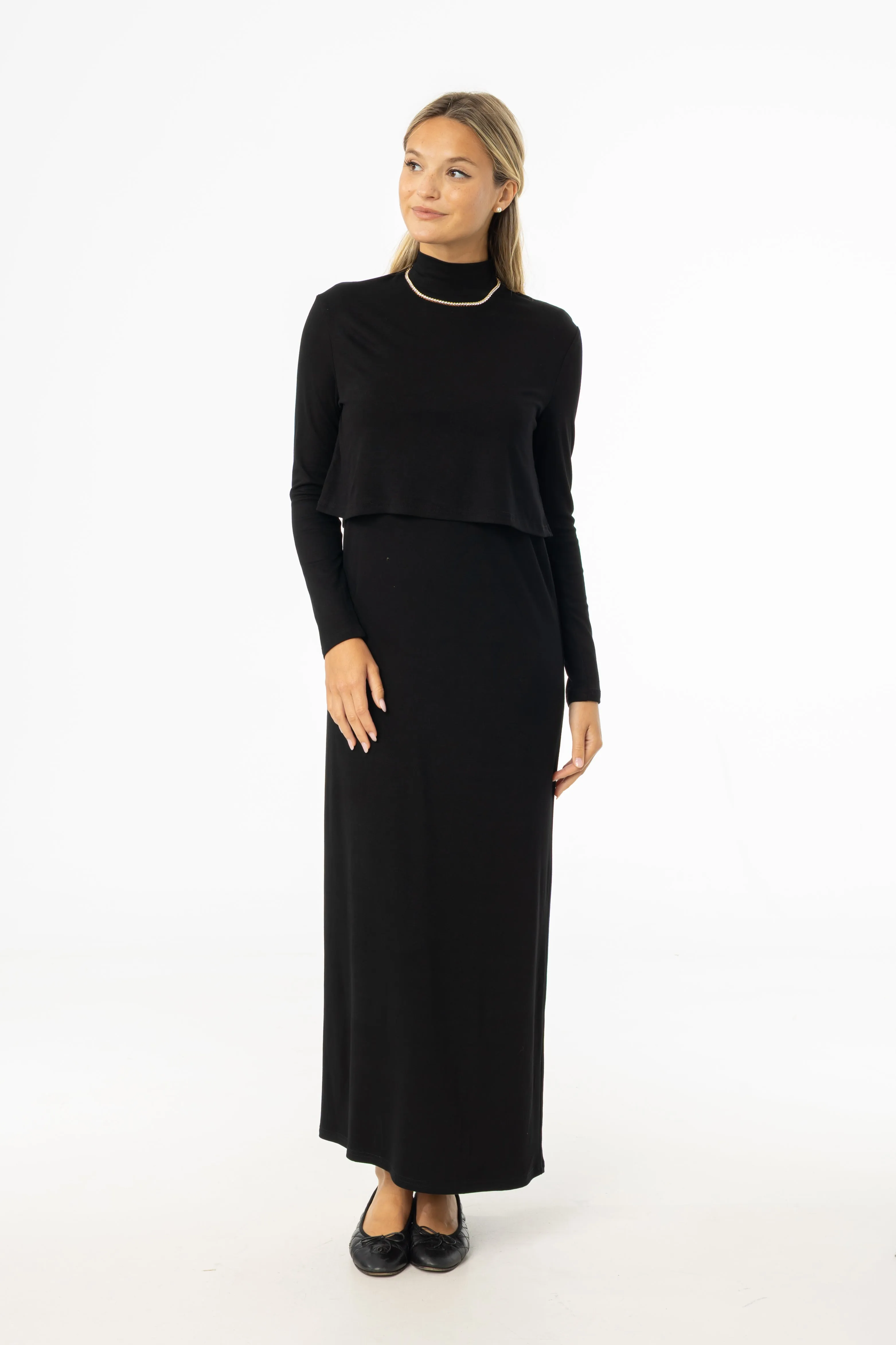 Elegant Mood Black Overlay Maxi Dress