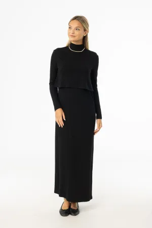 Elegant Mood Black Overlay Maxi Dress