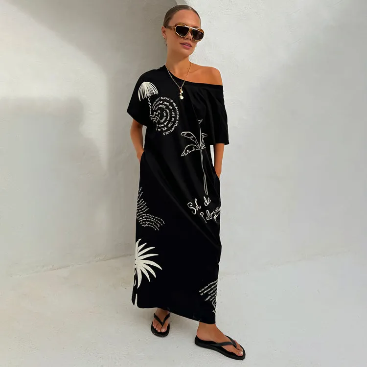 Black Palma T Shirt Dress Modern Silhouette