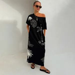 Black Palma T Shirt Dress Modern Silhouette