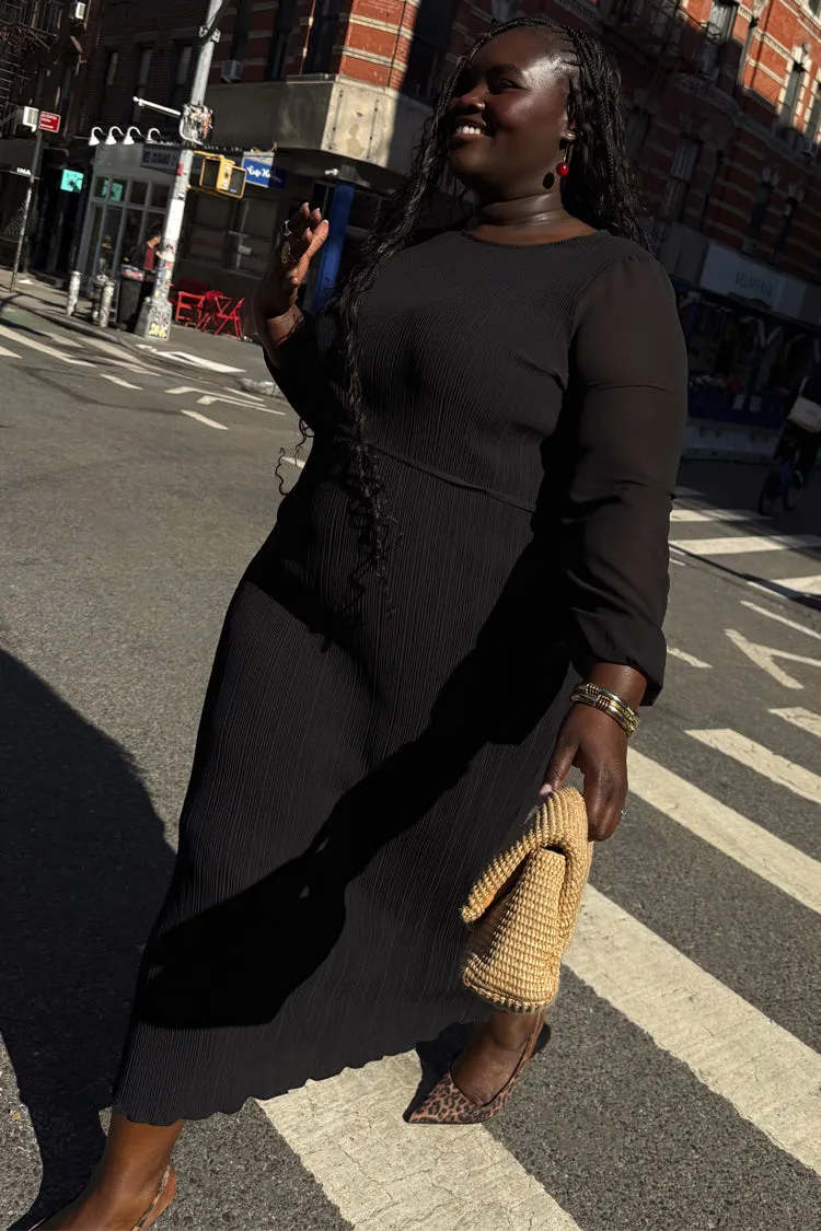 Black Plisse Perrie Dress Chic Ensemble Fit Vibe