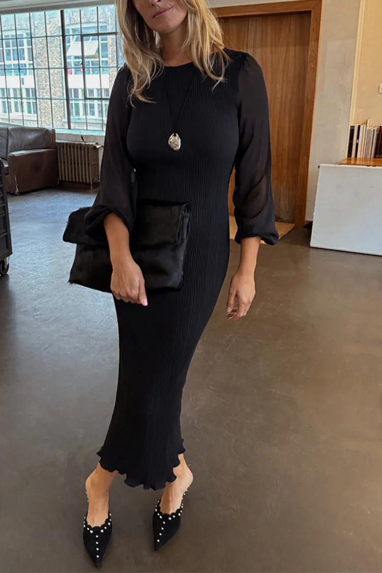 Air Comfort Black Plisse Perrie Dress