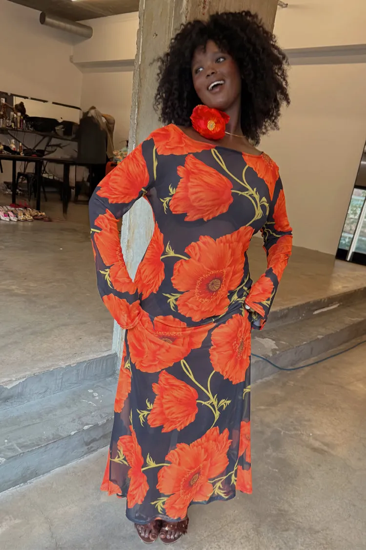 Black Poppy Aria Mesh Dress Breeze Flow Light and Comfortable Wear