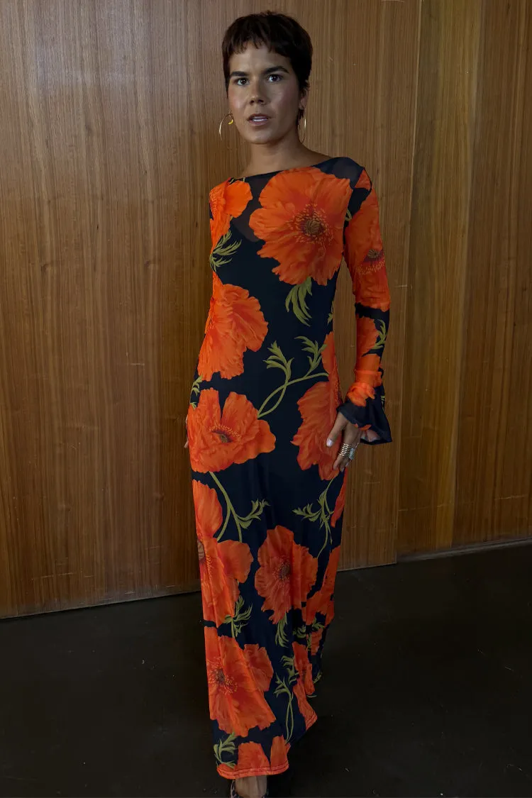 Recycled-Material Stream Cut Black Poppy Aria Mesh Dress