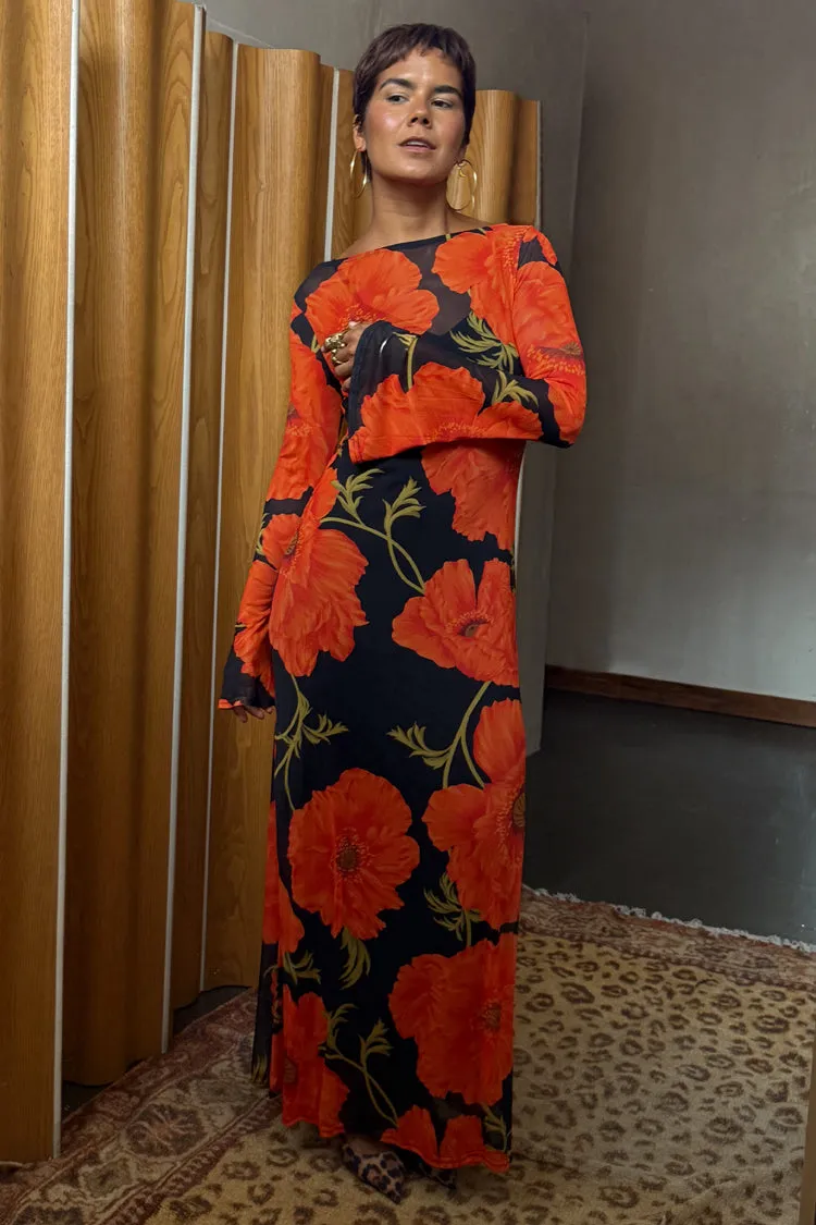 Easy Mood Black Poppy Aria Mesh Dress