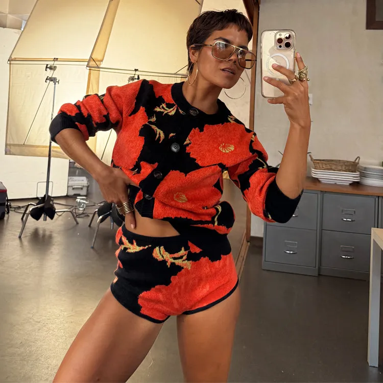 Black Poppy Hot Pants MoistureControl Fabric Polo Neckline