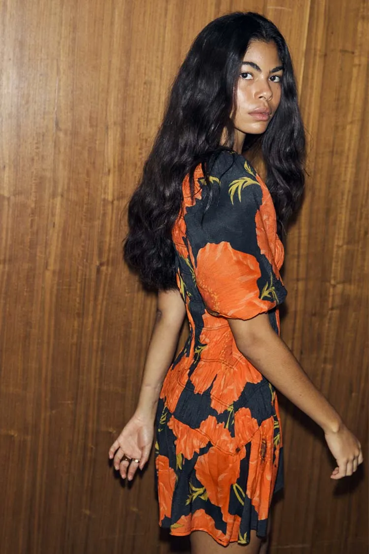 Art Soul Black Poppy Mini Nara Dress