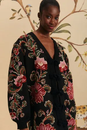 Black Ravenala Knit Midi Cardigan Breezy Day