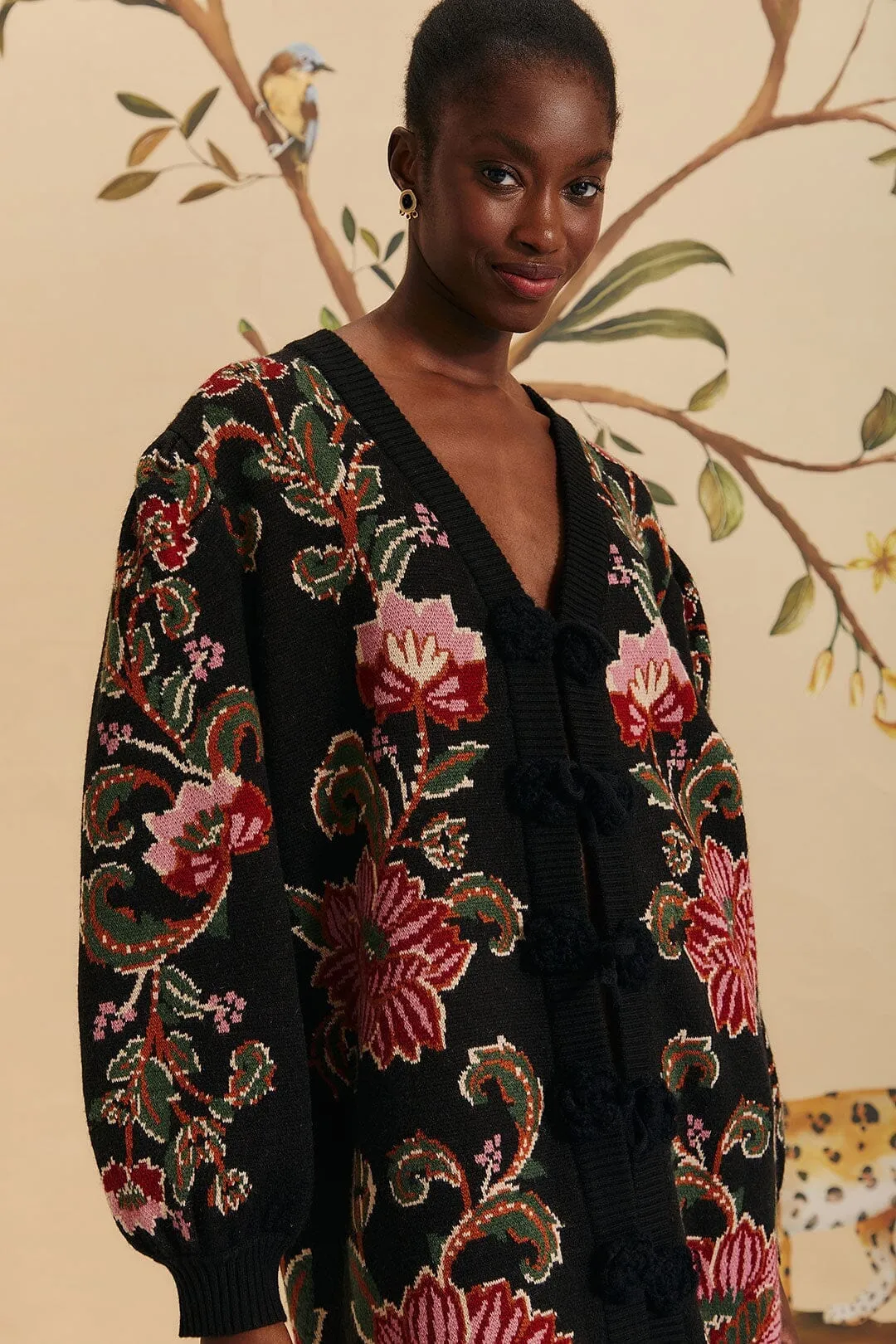 Black Ravenala Knit Midi Cardigan Breezy Day