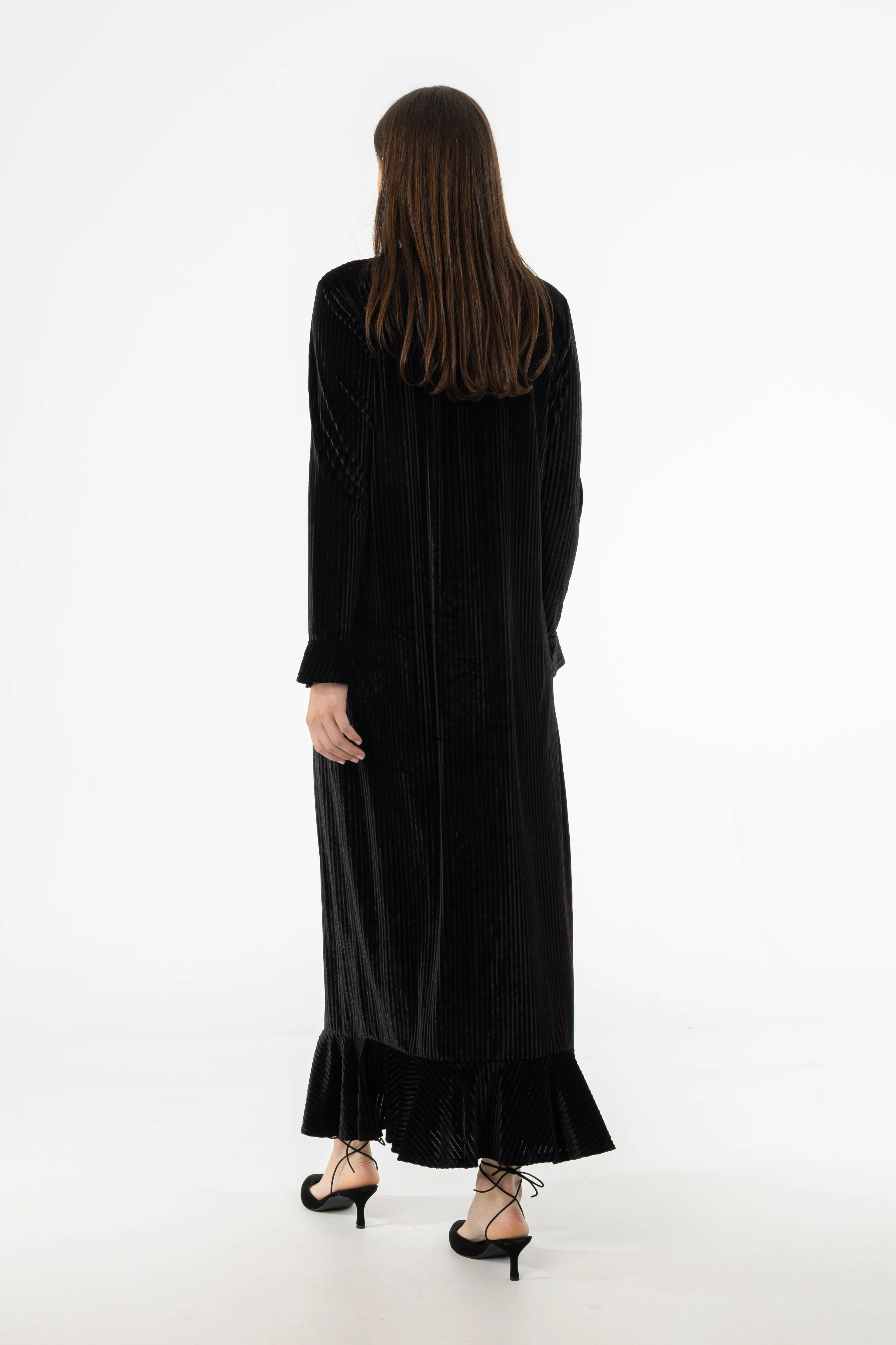 Tulle Air All-Season Comfort Black Ribbed Velour Dress
