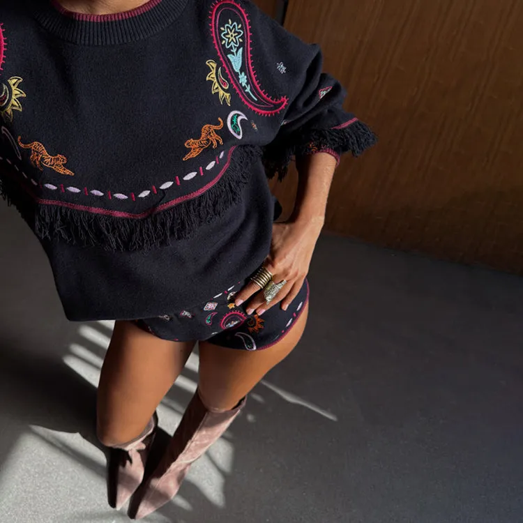 Black Safari Jamie Jumper Dimensional Jacquard Weave