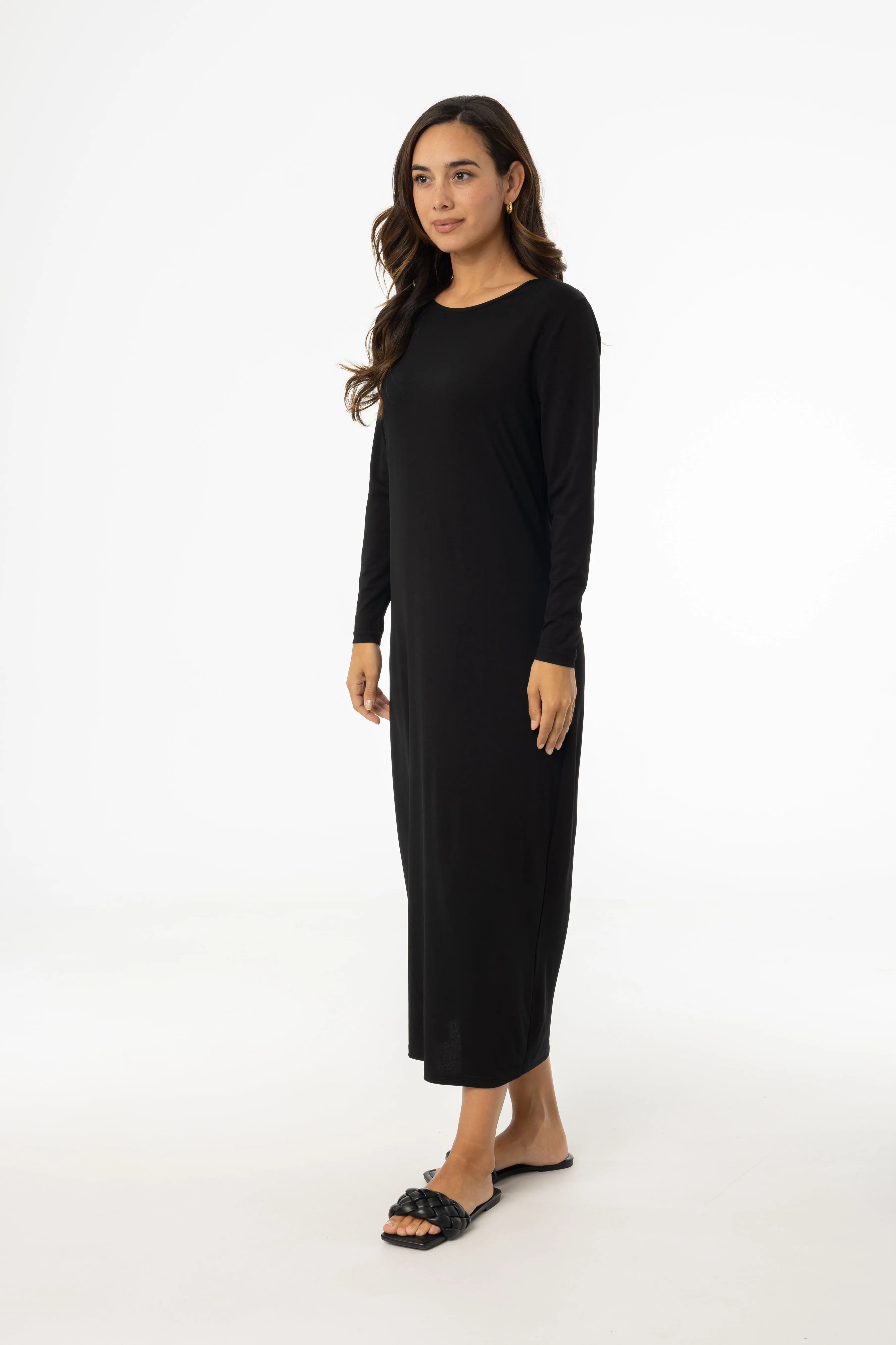 Panelled-Design Black Shell Maxi Dress