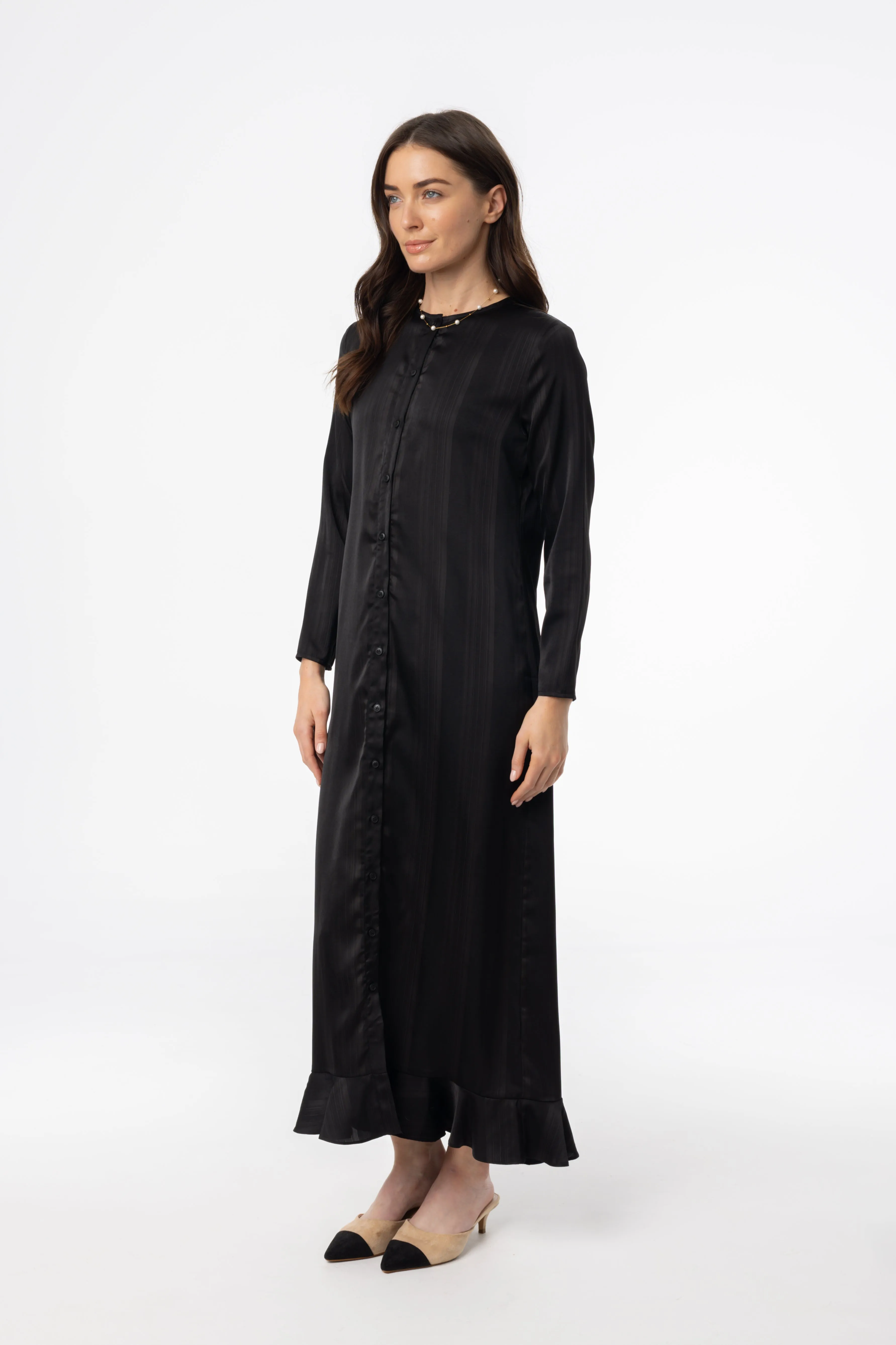Black Striped Button Down Maxi London Edge