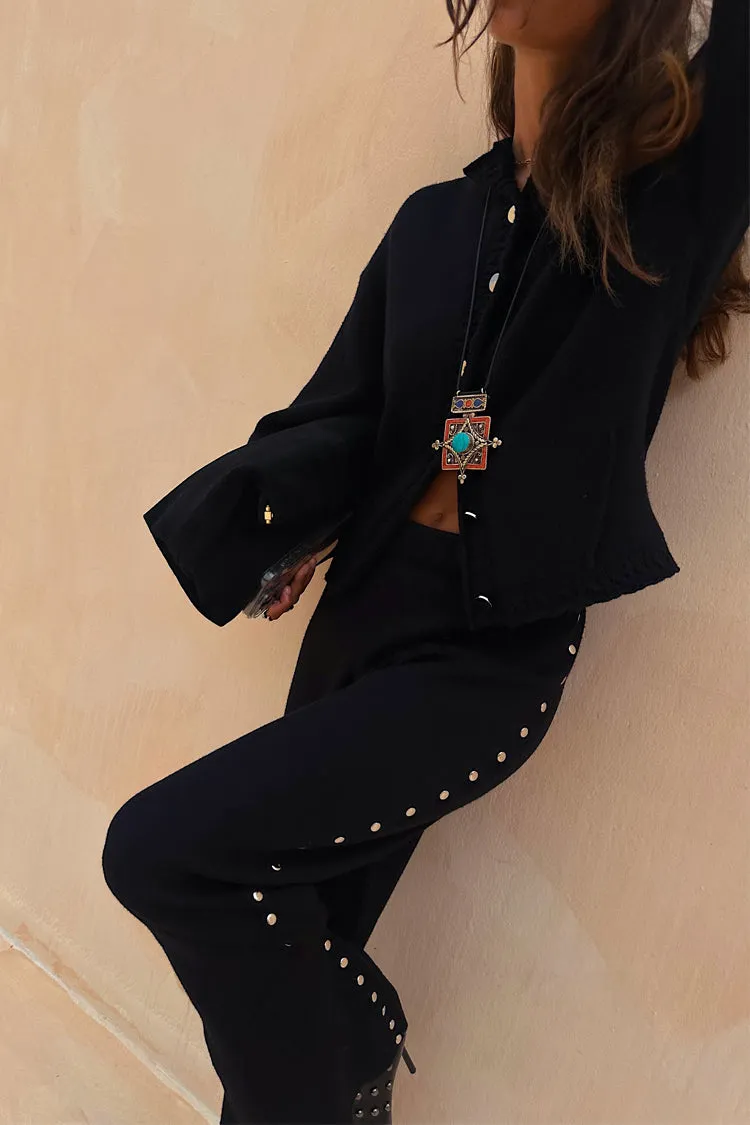 Day To Night Black Studded Cardigan