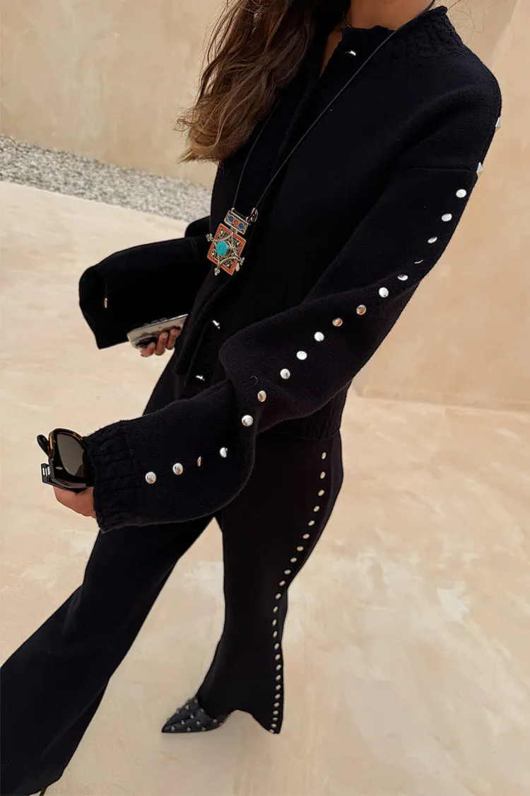 Black Studded Cardigan Office Comforted