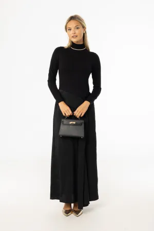 Black Two Tone Fabric Maxi Dress Dreamy Presence