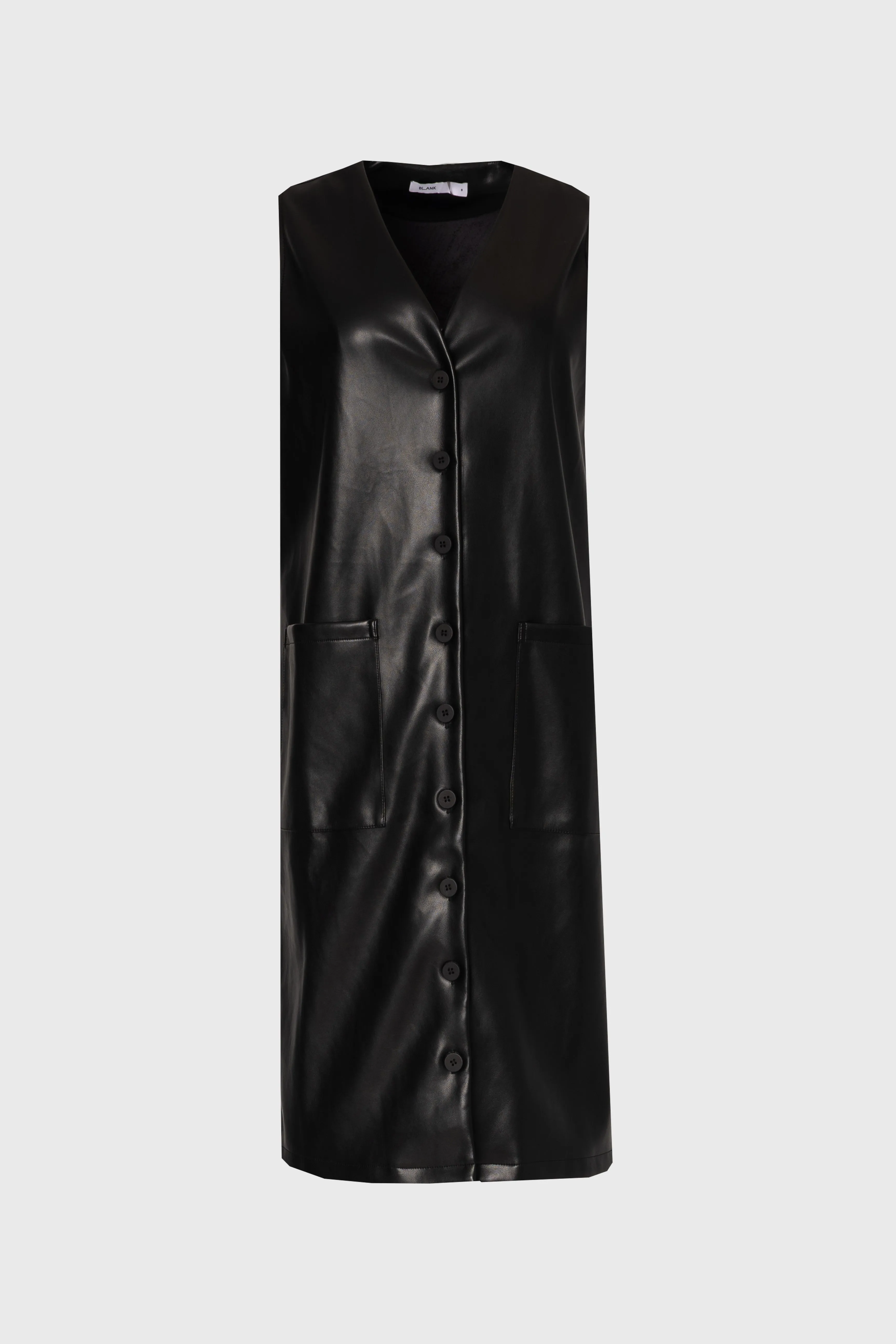 Petal Zone Black Vegan Leather Vest Dress