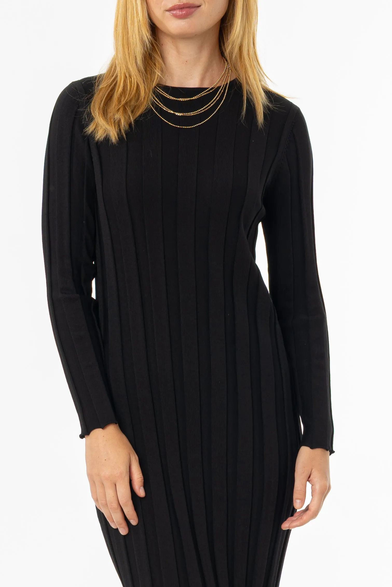 Black Wide Ribbed Maxi Dress Bright Appeal