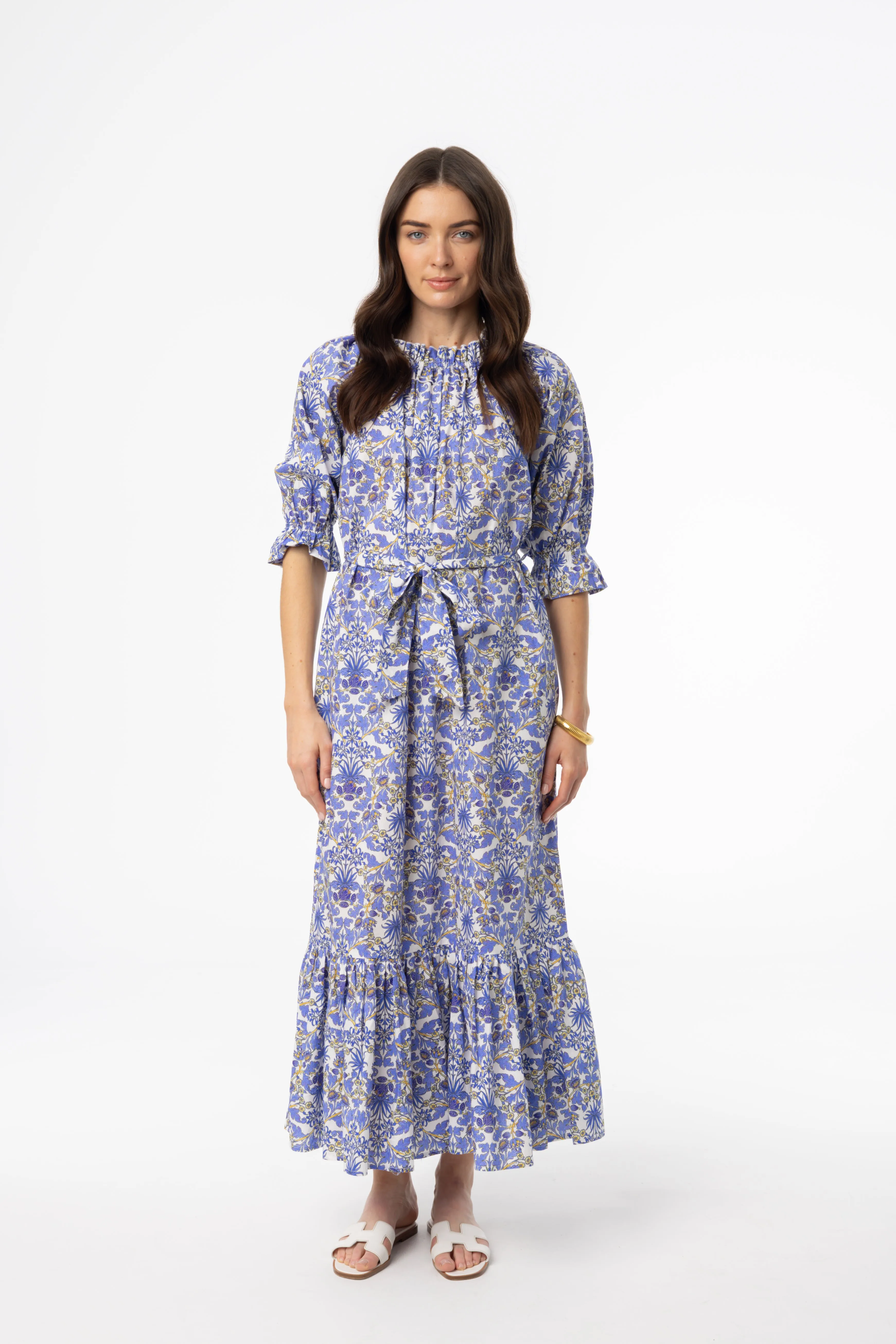 Blue Paisley Maxi Dress Sleek Volume Versatile Layers