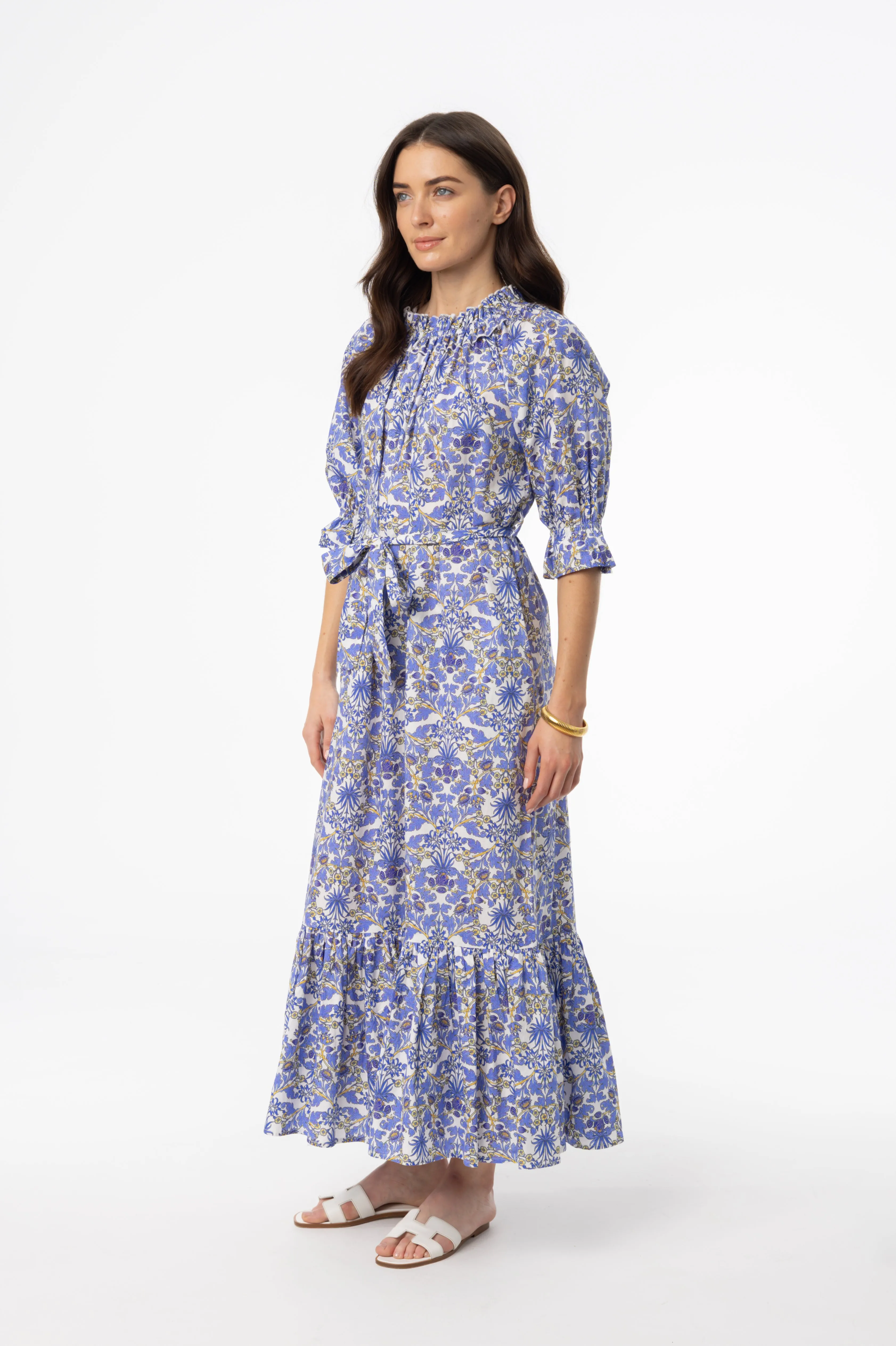 Blue Paisley Maxi Dress Work Fit Quick-Dry