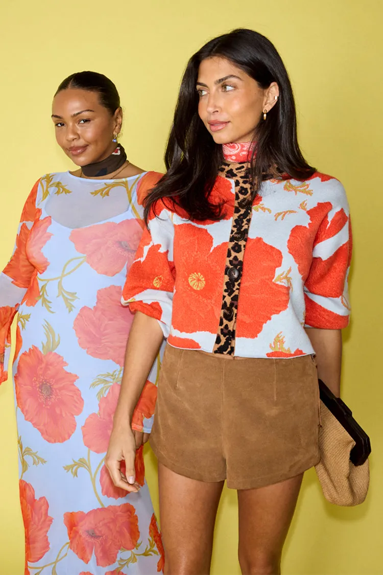 Layered HeatTrap Stitching Chic Comforted Blue Poppy Cardigan