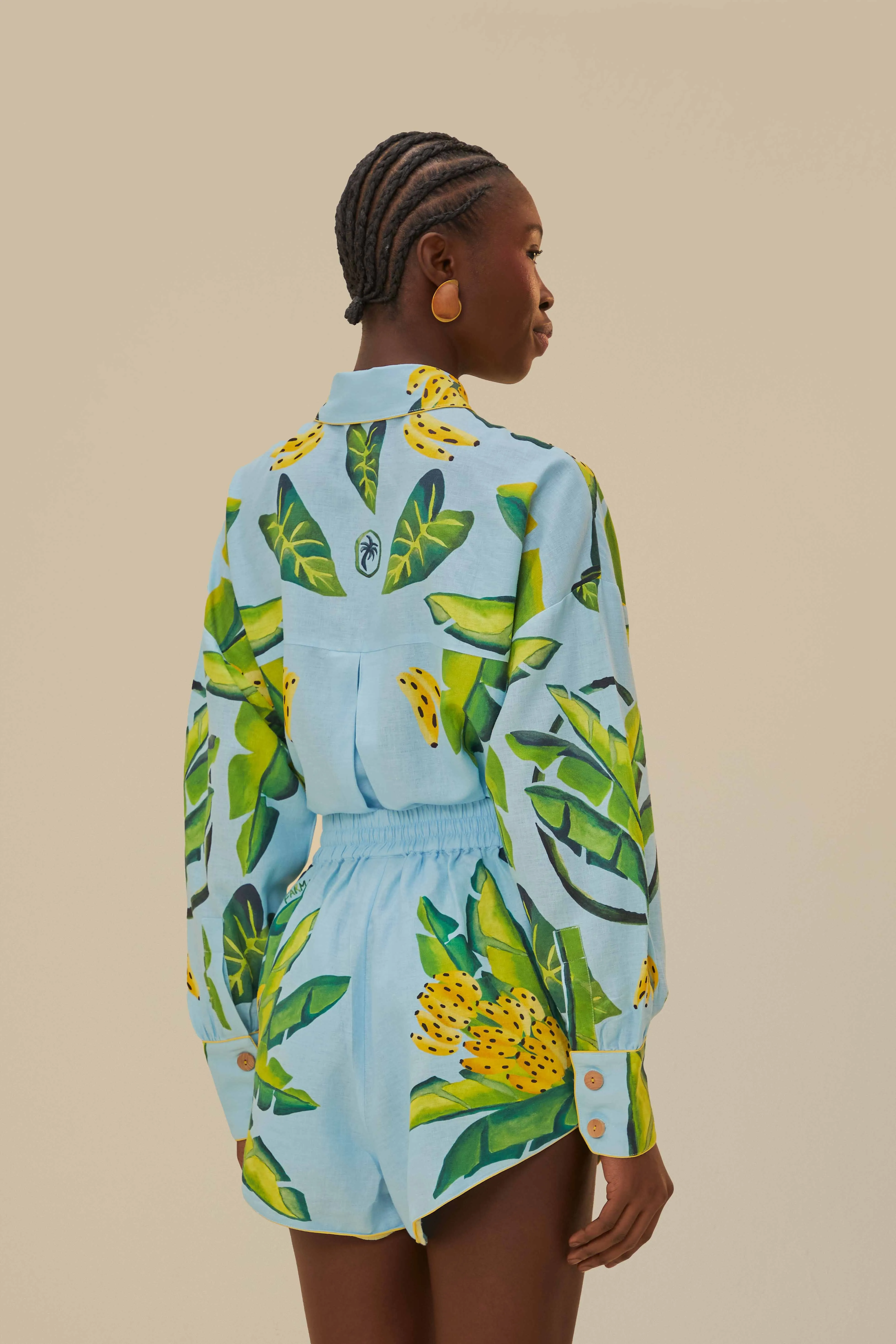 Blue Summer Foliage Scarf LENZING? ECOVERO? Euroflax? Shorts Dual Zone Ventilation