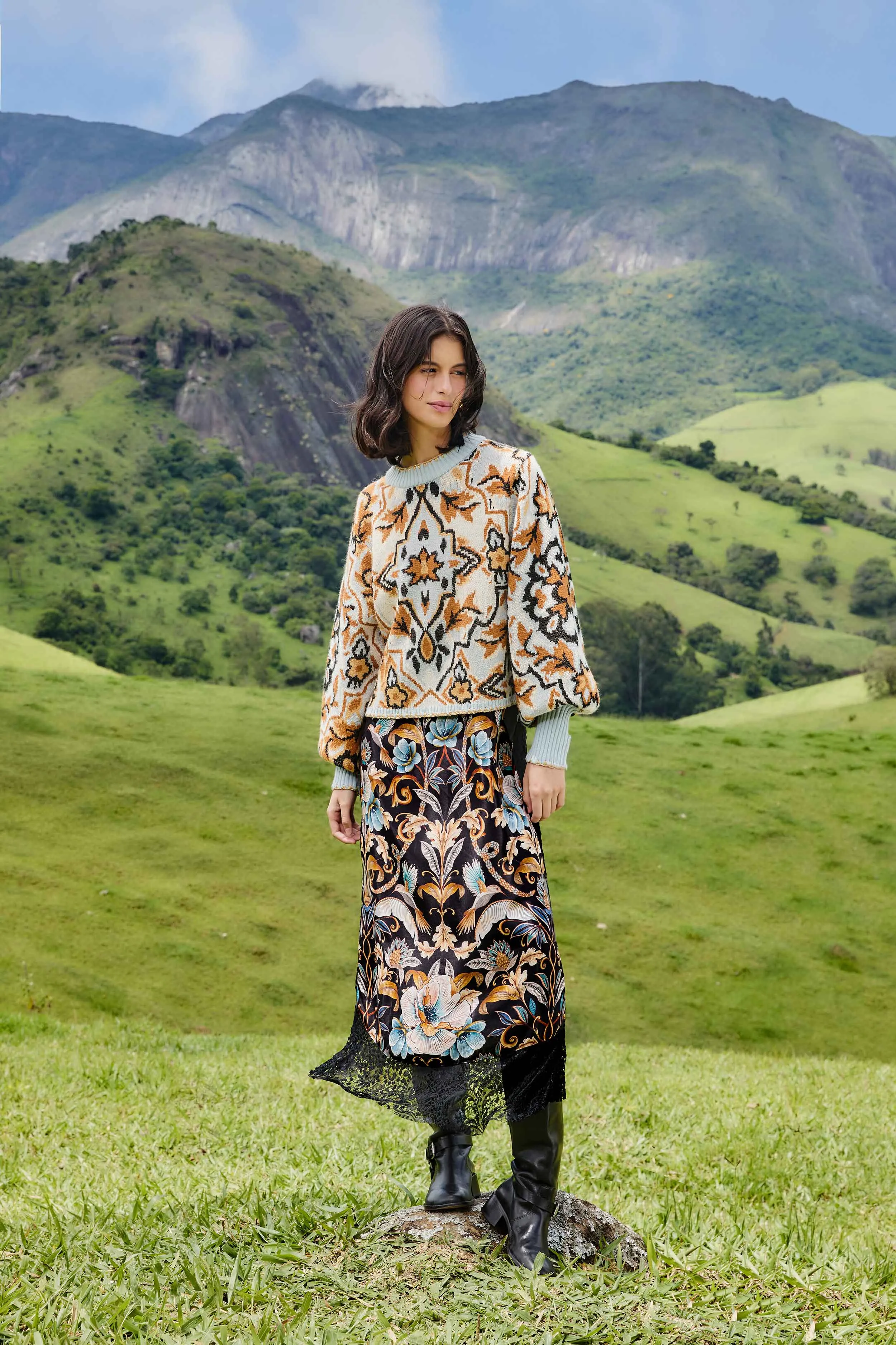 Blue Winter Tapestry Sweater Daily Layers