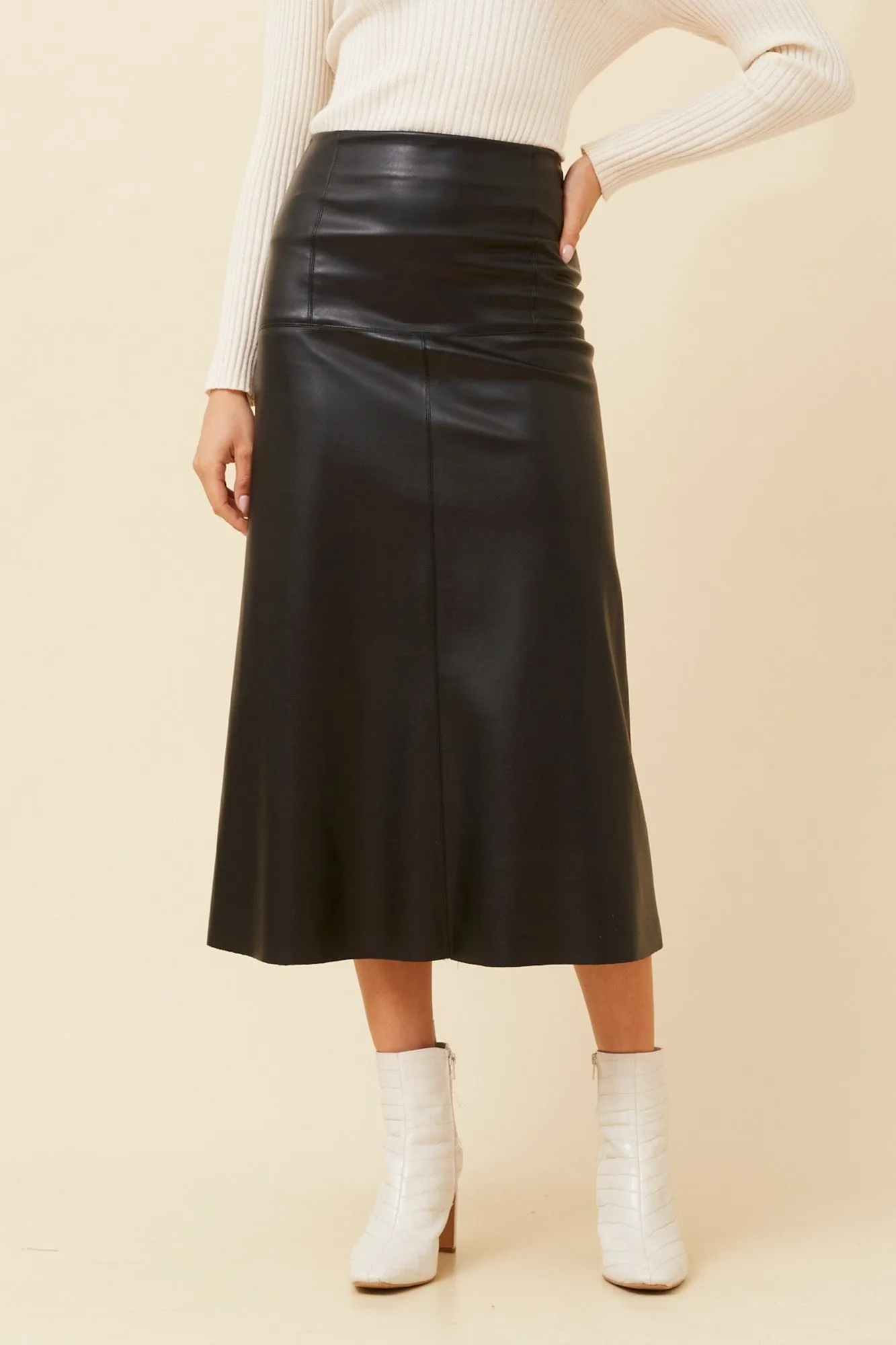 flared silhouette Pure Vibes AUBREE VEGAN LEATHER SKIRT