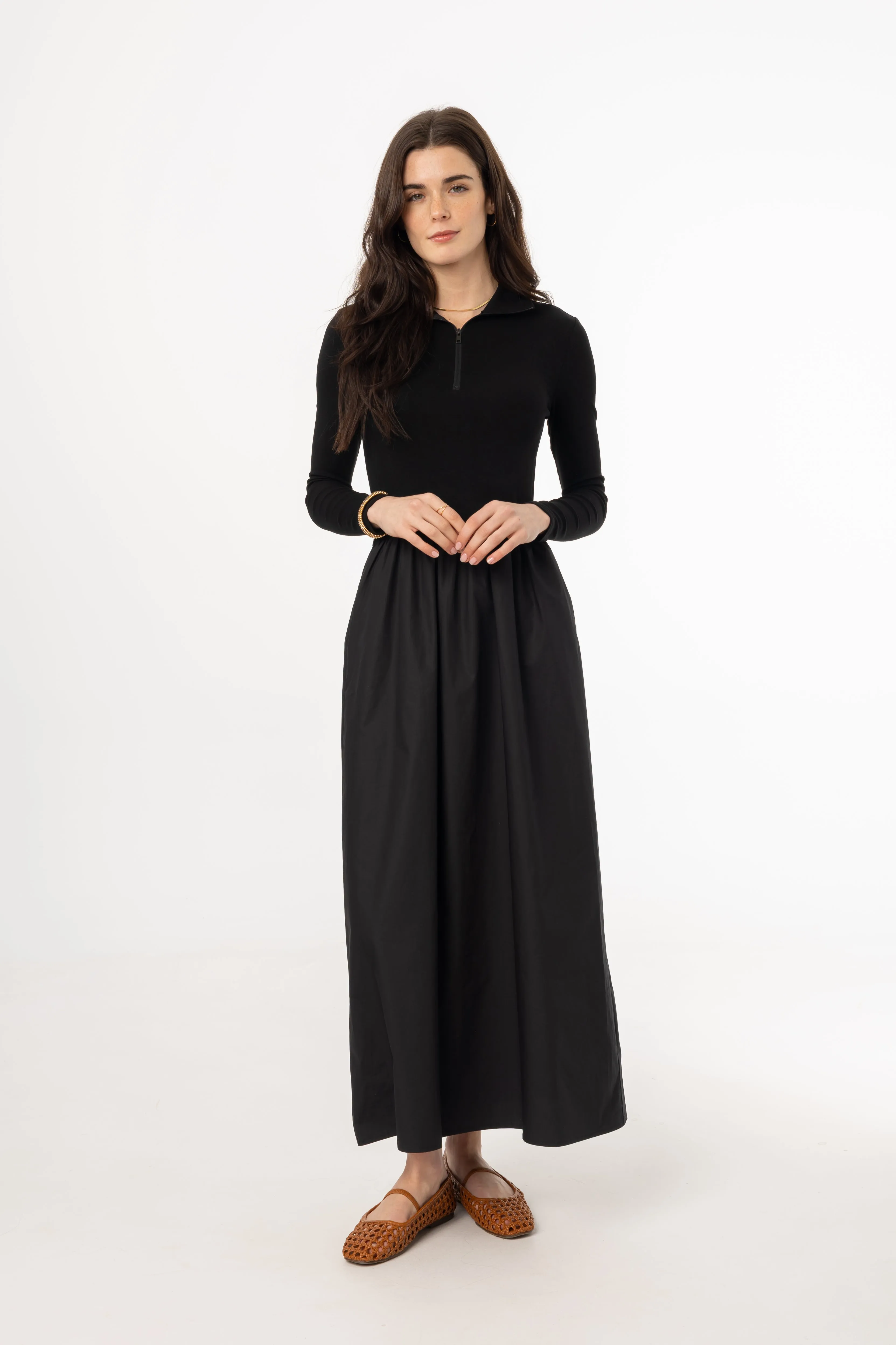 Classic Motion Black Quarter Zip Maxi Dress