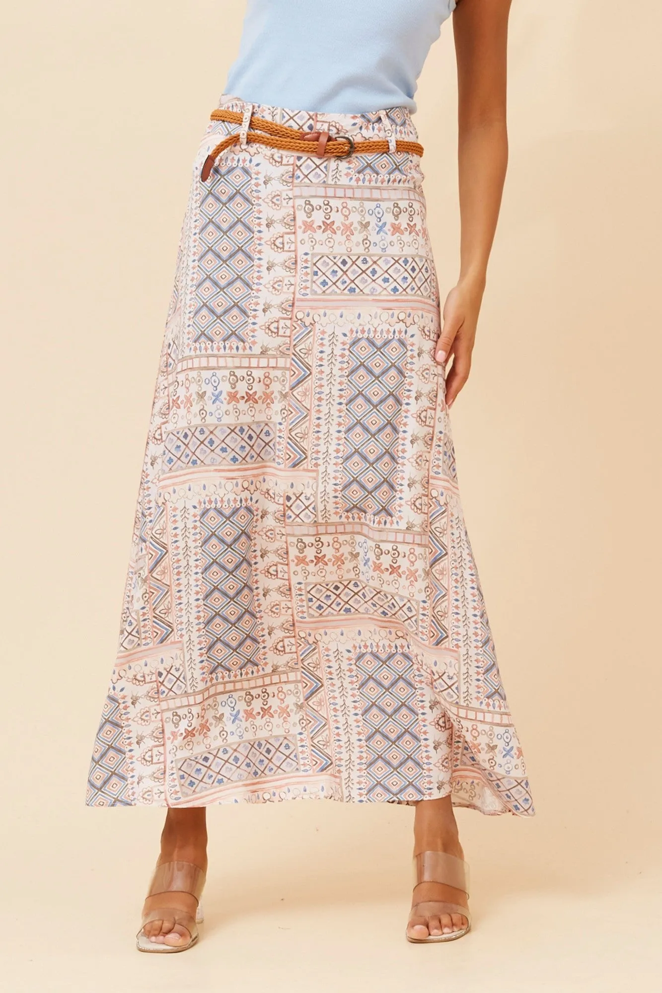 Day To Night BETTY PATCHWORK PRINT MAXI SKIRT