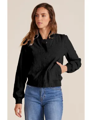 Bomber Jacket, Black Reinforced Seams Sleek Layer Look
