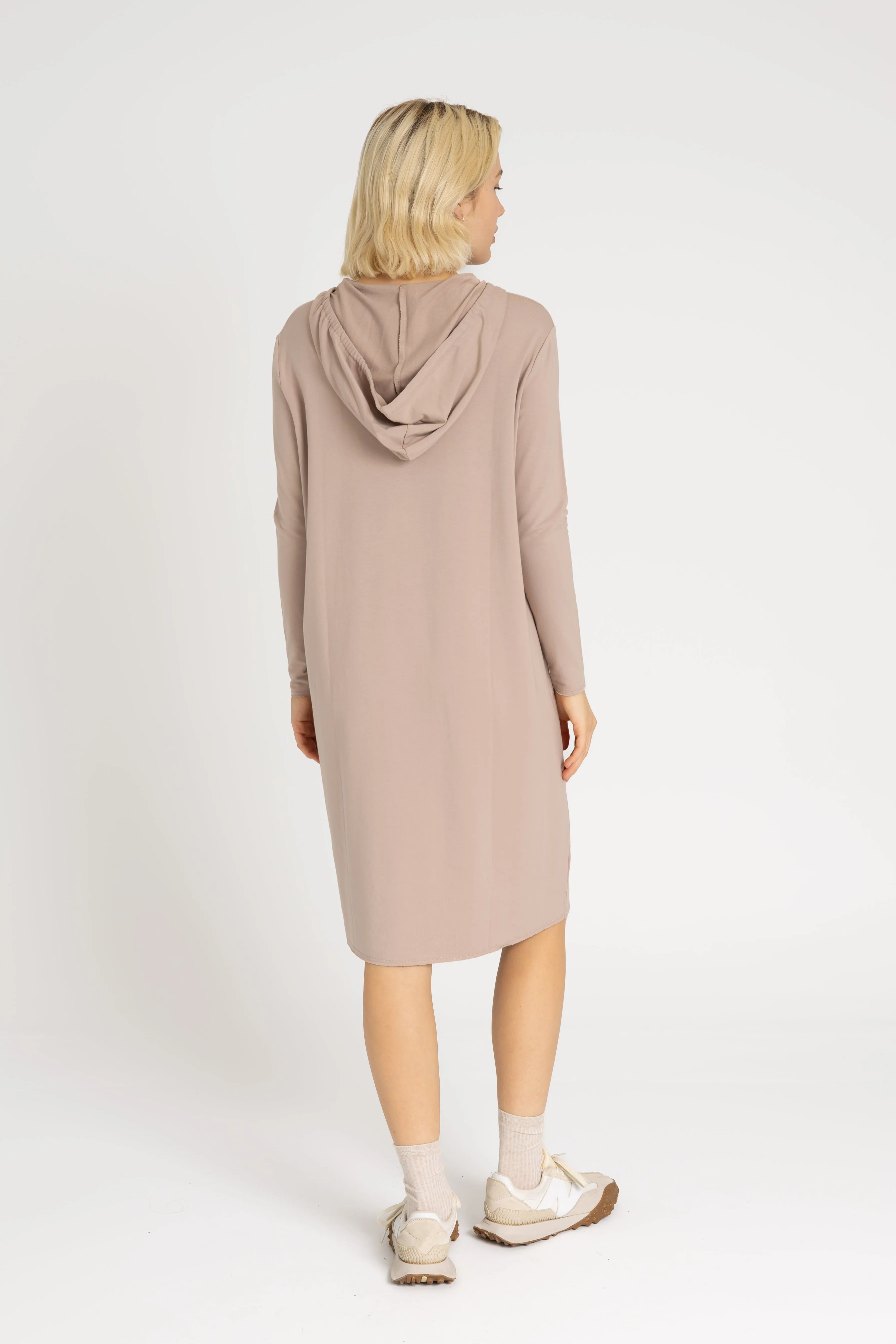 Simple formal dress Drape Wave Bone Drawstring Hoodie Dress