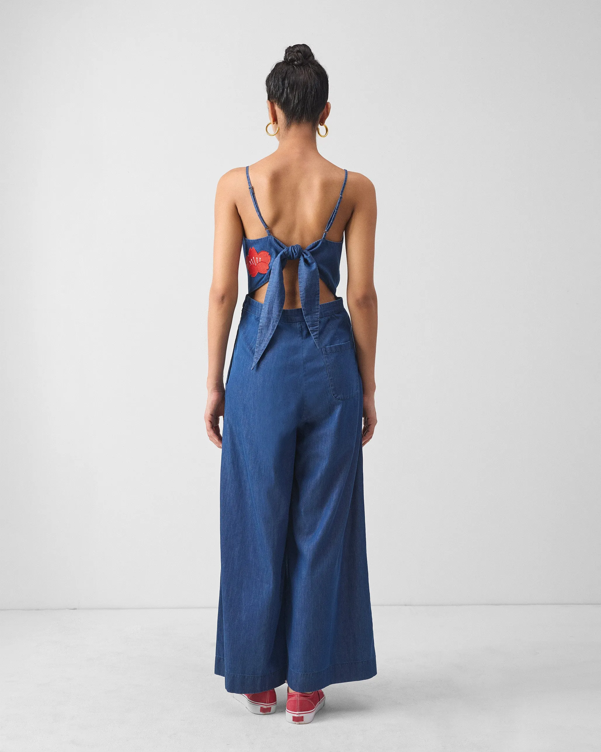 Bow Jumpsuit - Denim Summer Outfit