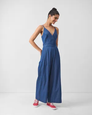 Structured Fit Seasonal Style Bow Jumpsuit - Denim