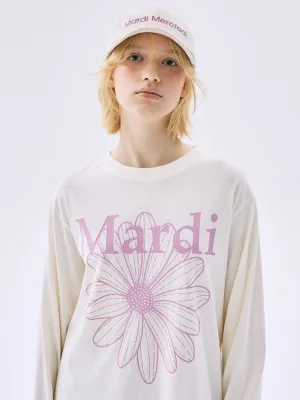 TSHIRT LONG SLEEVE FLOWERMARDI_CREAM PINKLAVENDER Minimalistic Wear Washable