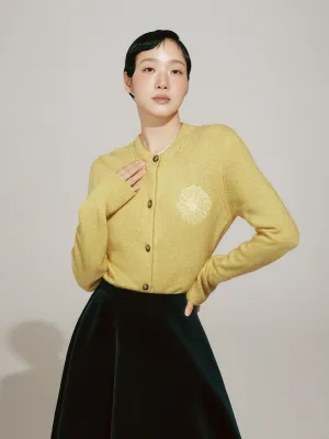 Classic Pick RACCOON BLENDED CARDIGAN ROUND NECK_LEMON YELLOW