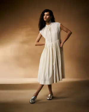 Modern Twist Mina Dress with Slip - Ivory Hand Embroidered