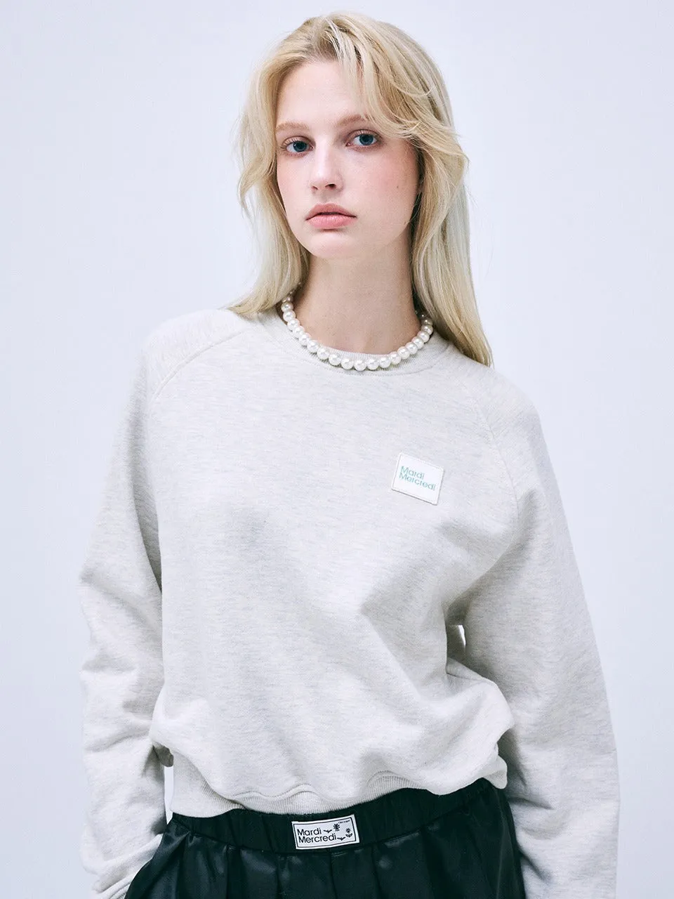 CROPPED SWEATSHIRT SQUARE LOGO_OATMEAL Layered Style