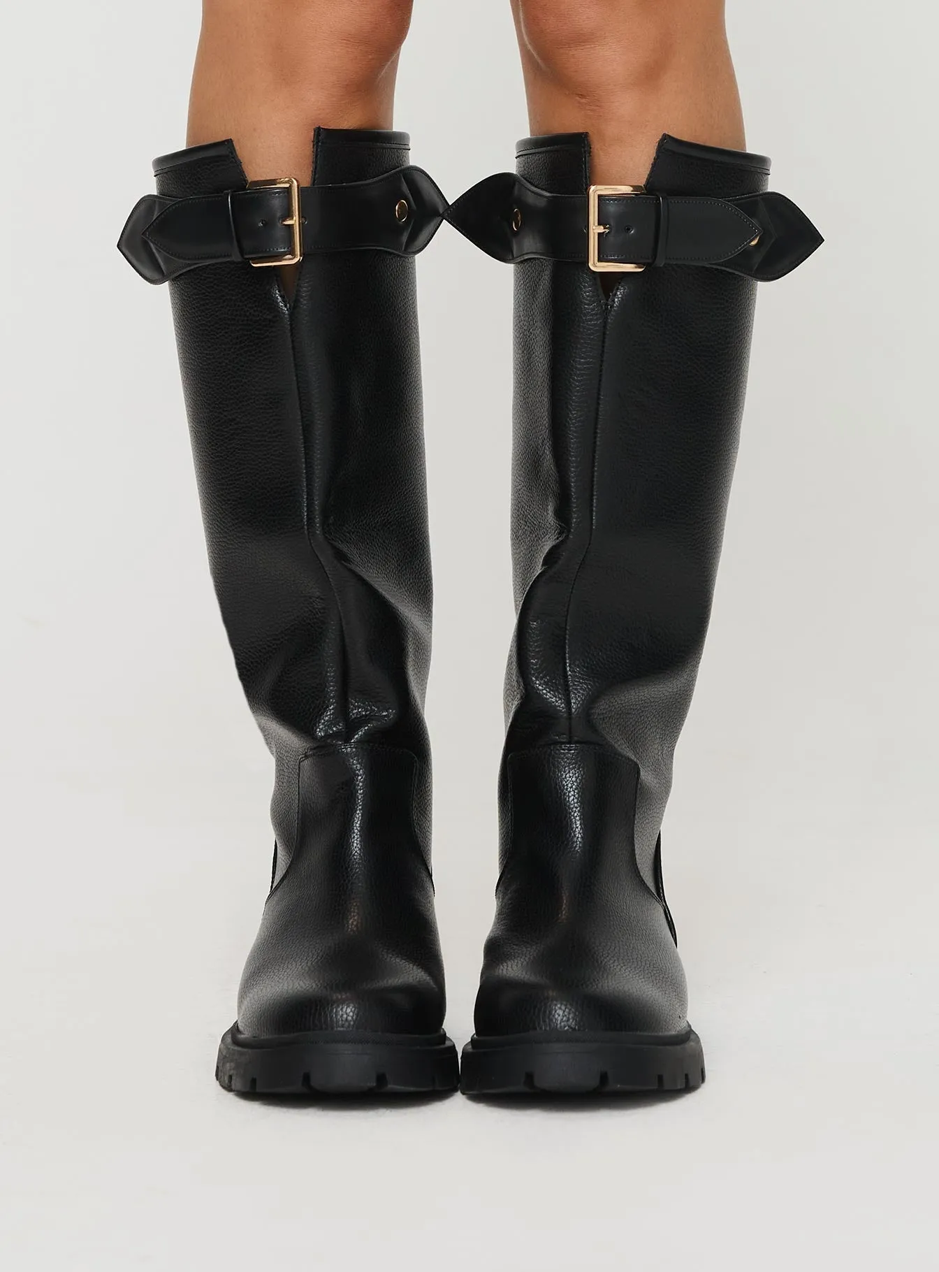 Ethyl Knee High Boots Black Impact Ease