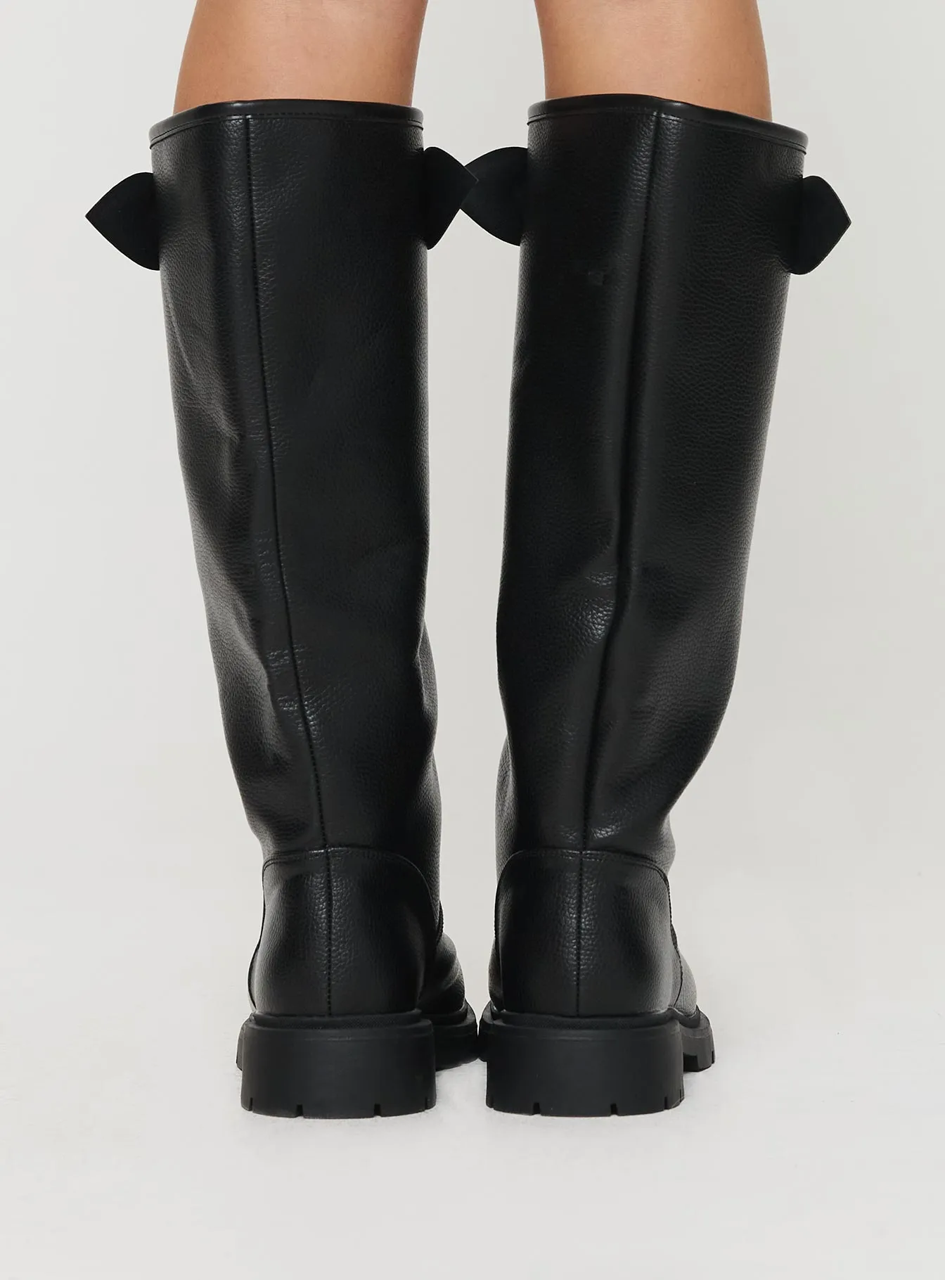 Plush Interior Board Lock Ethyl Knee High Boots Black